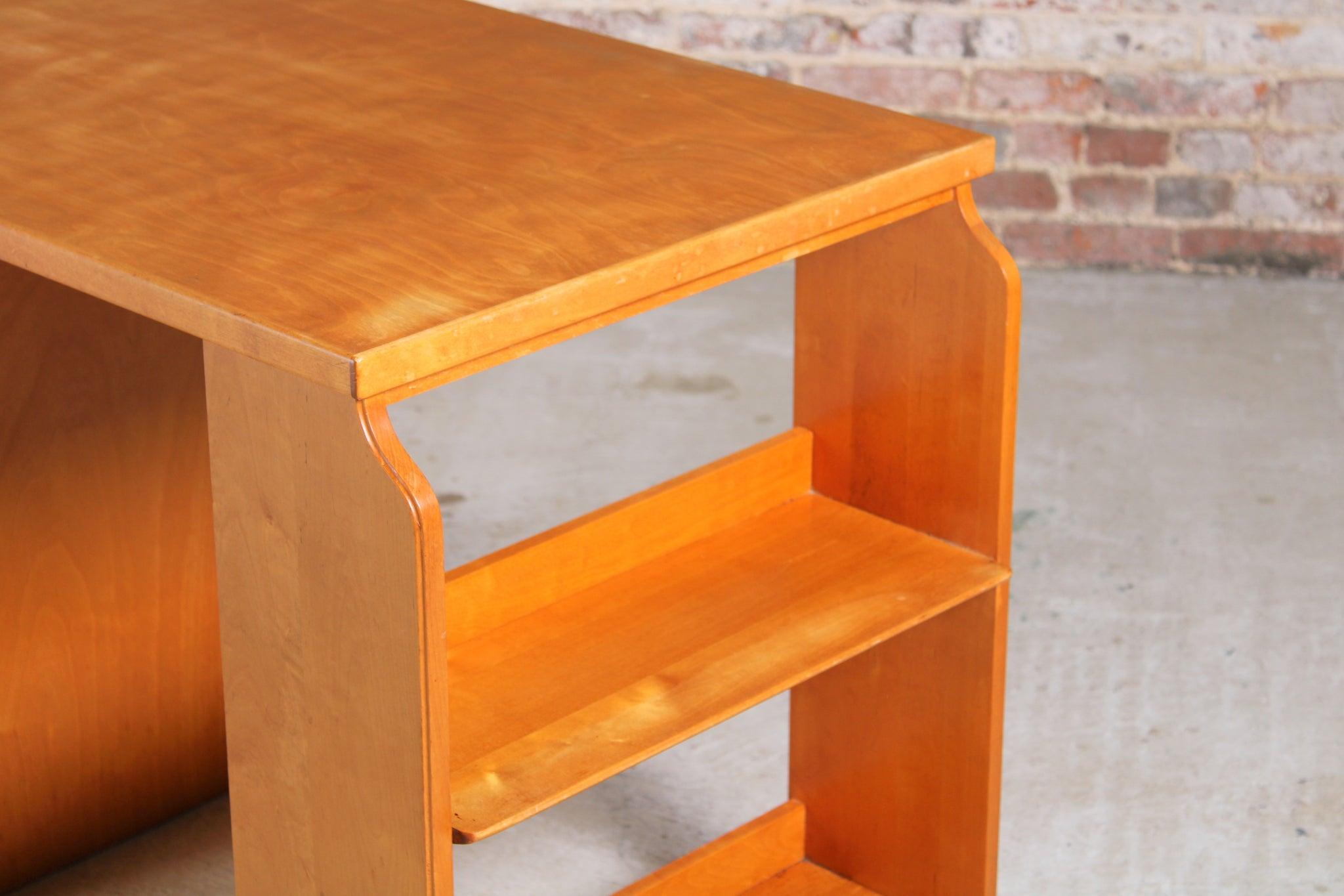 Mid-Century Birch Writing Desk with Shelves by Ilmari Tapiovaara, Finland, 1950s 2