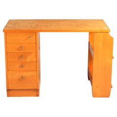 Vintage Mid-Century Birch Writing Desk with Shelves by Ilmari Tapiovaara, Finland, 1950s