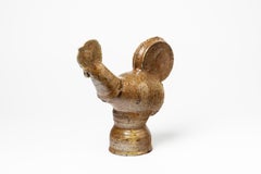 Midcentury Bird Stoneware Ceramic Sculpture Brown Pottery Color by B. Favre