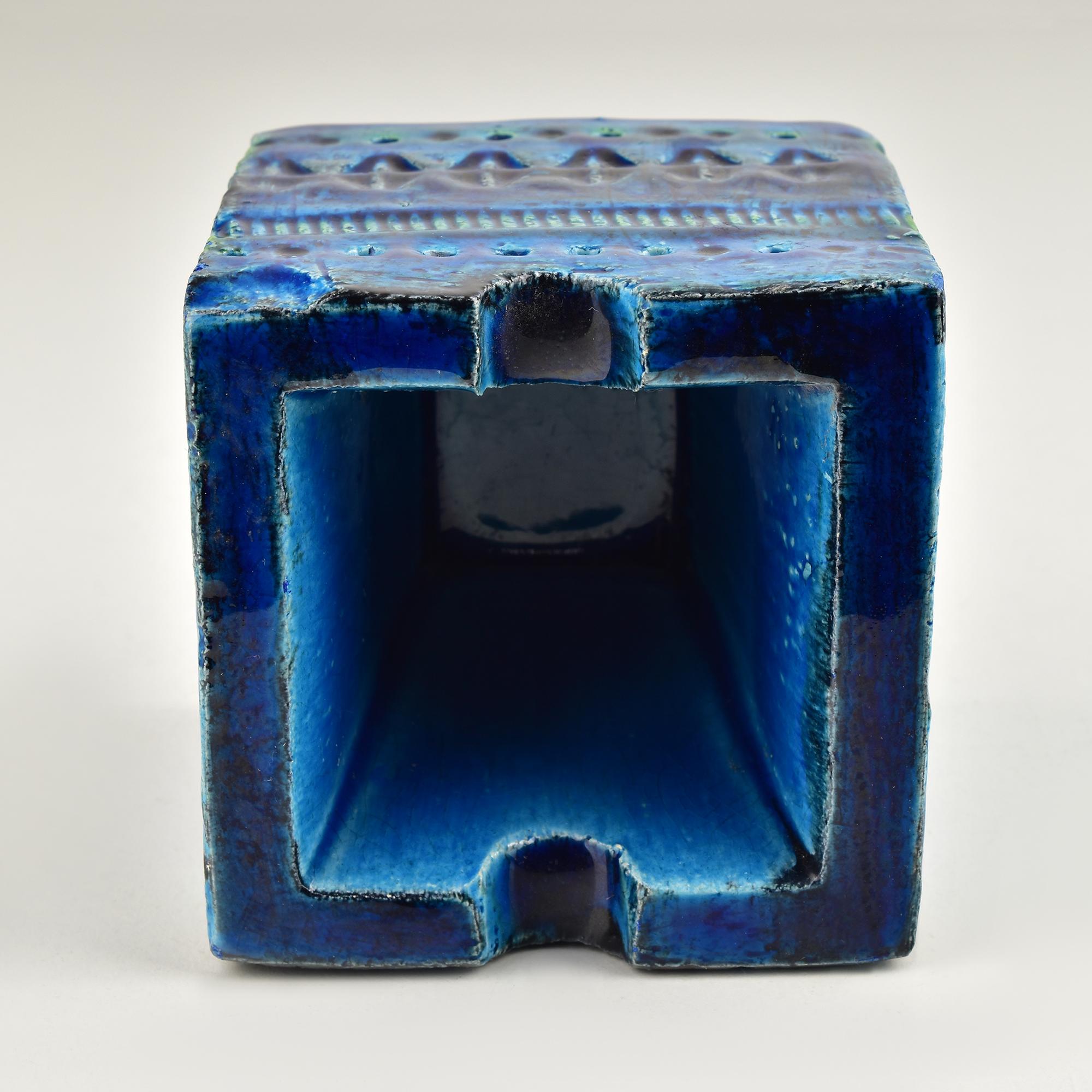 Mid-Century Bitossi Aldo Londi Cubus Aschenbecher, Rimini Blue Glaze im Zustand „Gut“ im Angebot in Bad Säckingen, DE