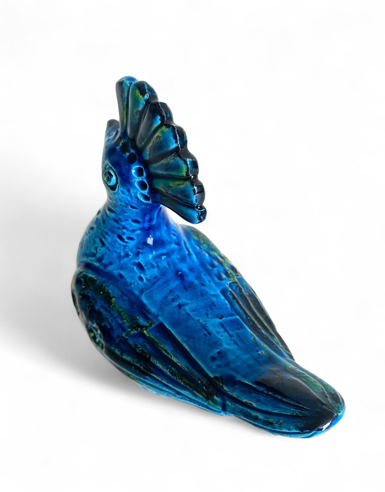 Scultura di uccello blu di metà secolo Bitossi by Aldo Londi Rimini, Italia, anni '60 in vendita 6