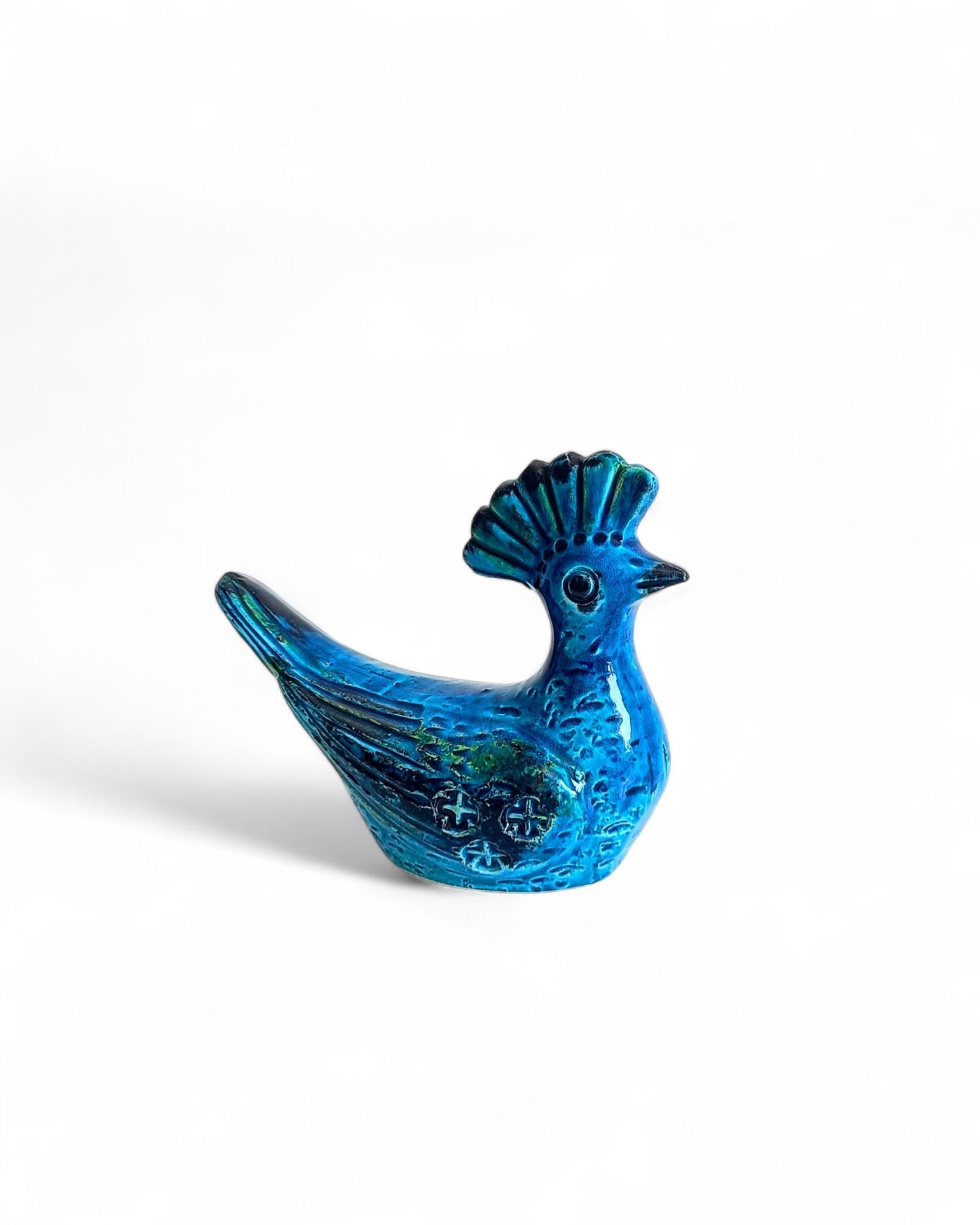 Mid-Century moderno Scultura di uccello blu di metà secolo Bitossi by Aldo Londi Rimini, Italia, anni '60 in vendita
