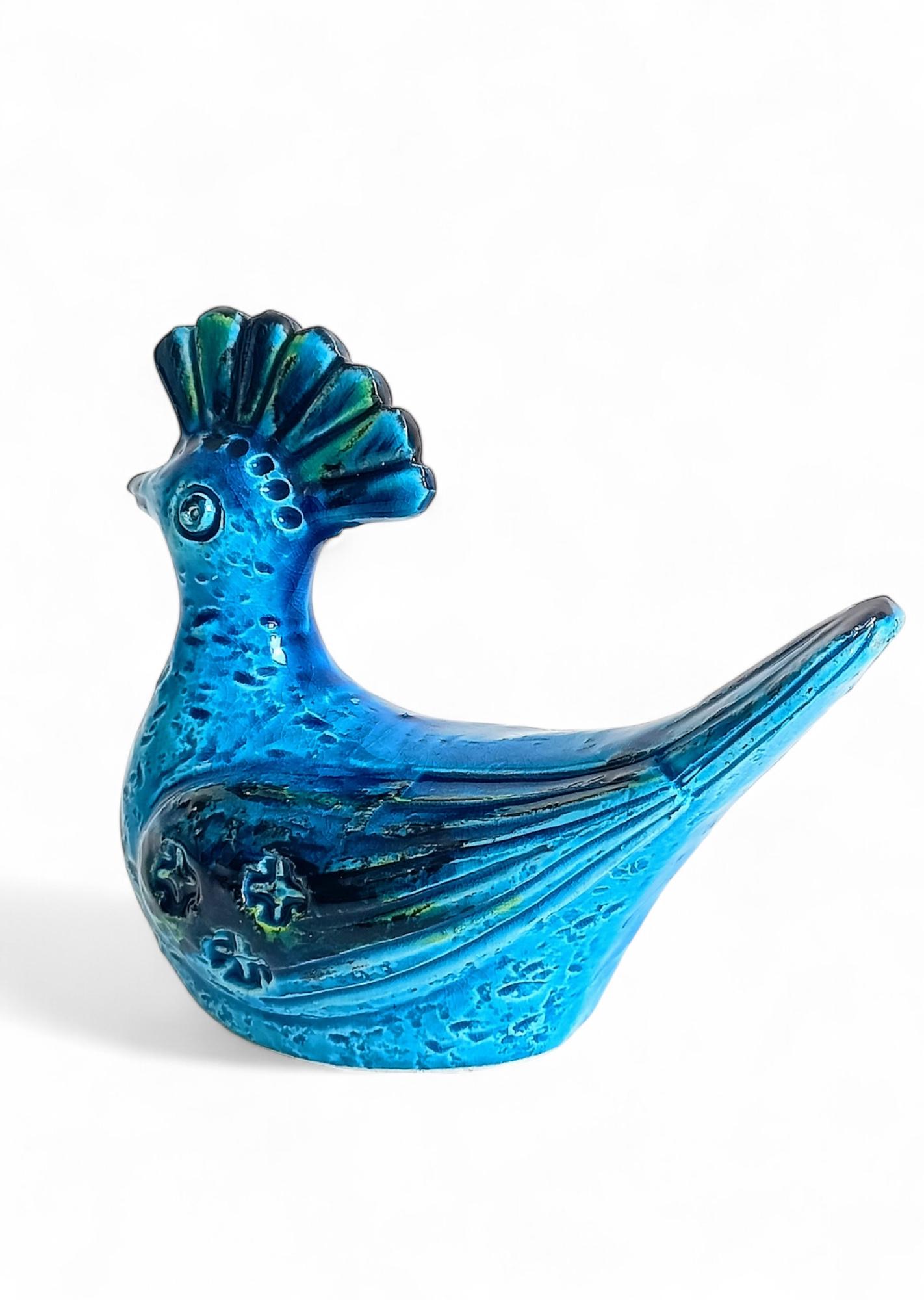 Smaltato Scultura di uccello blu di metà secolo Bitossi by Aldo Londi Rimini, Italia, anni '60 in vendita