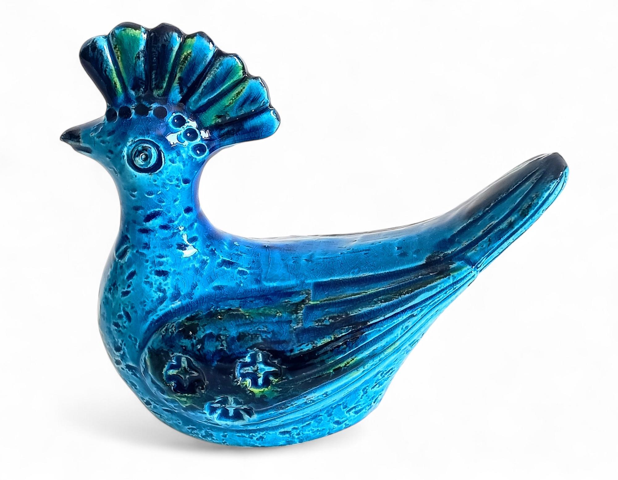 Scultura di uccello blu di metà secolo Bitossi by Aldo Londi Rimini, Italia, anni '60 In condizioni ottime in vendita a Valencia, VC
