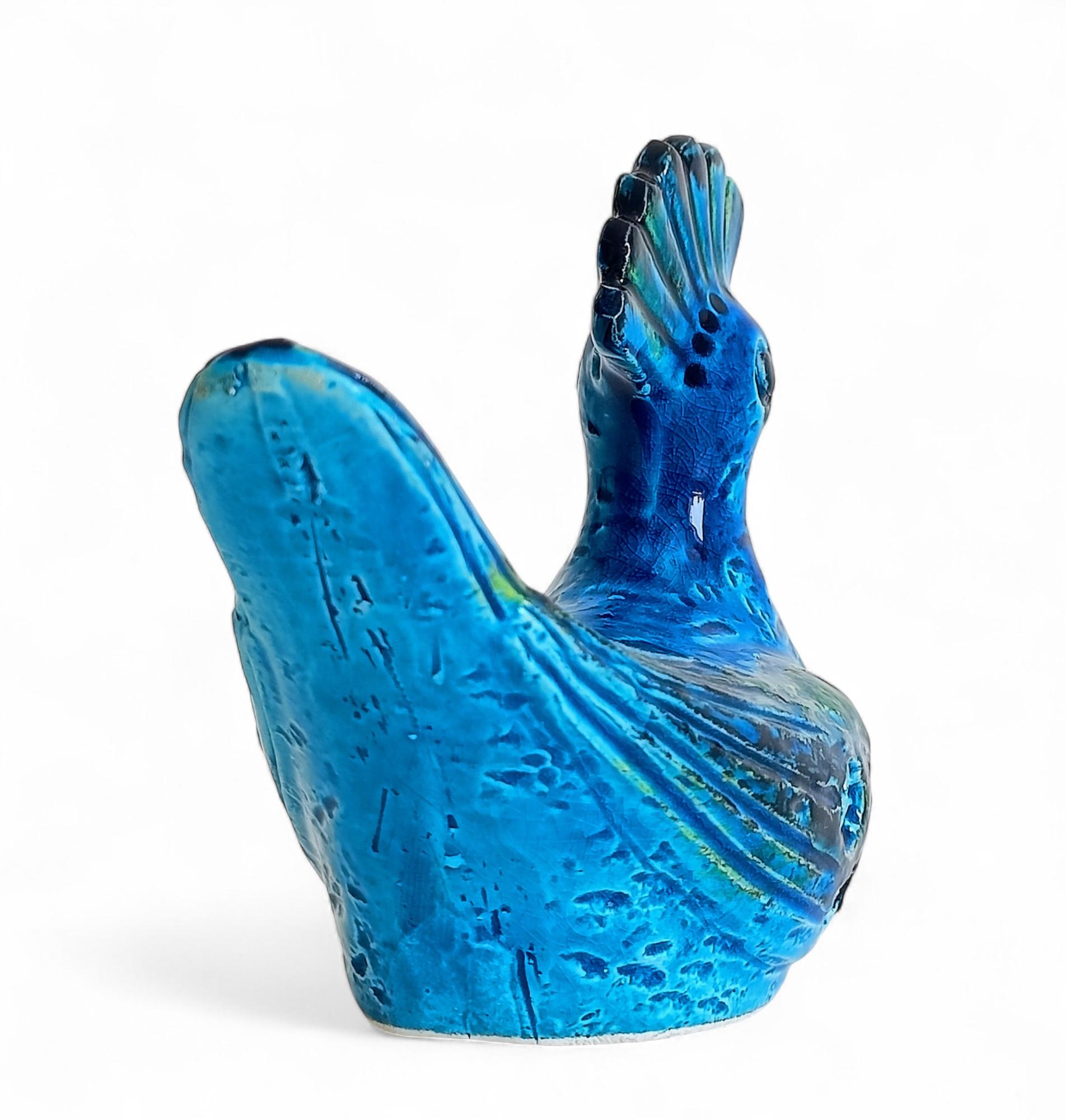 Metà XX secolo Scultura di uccello blu di metà secolo Bitossi by Aldo Londi Rimini, Italia, anni '60 in vendita