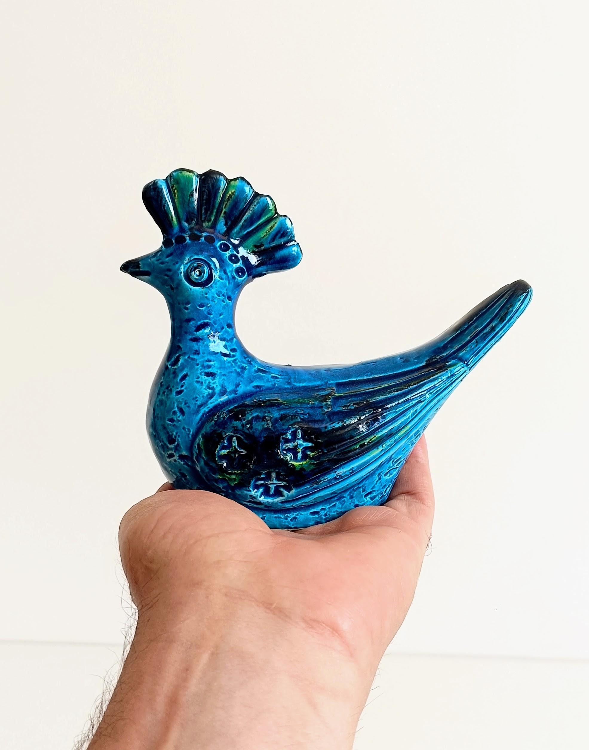 Ceramica Scultura di uccello blu di metà secolo Bitossi by Aldo Londi Rimini, Italia, anni '60 in vendita