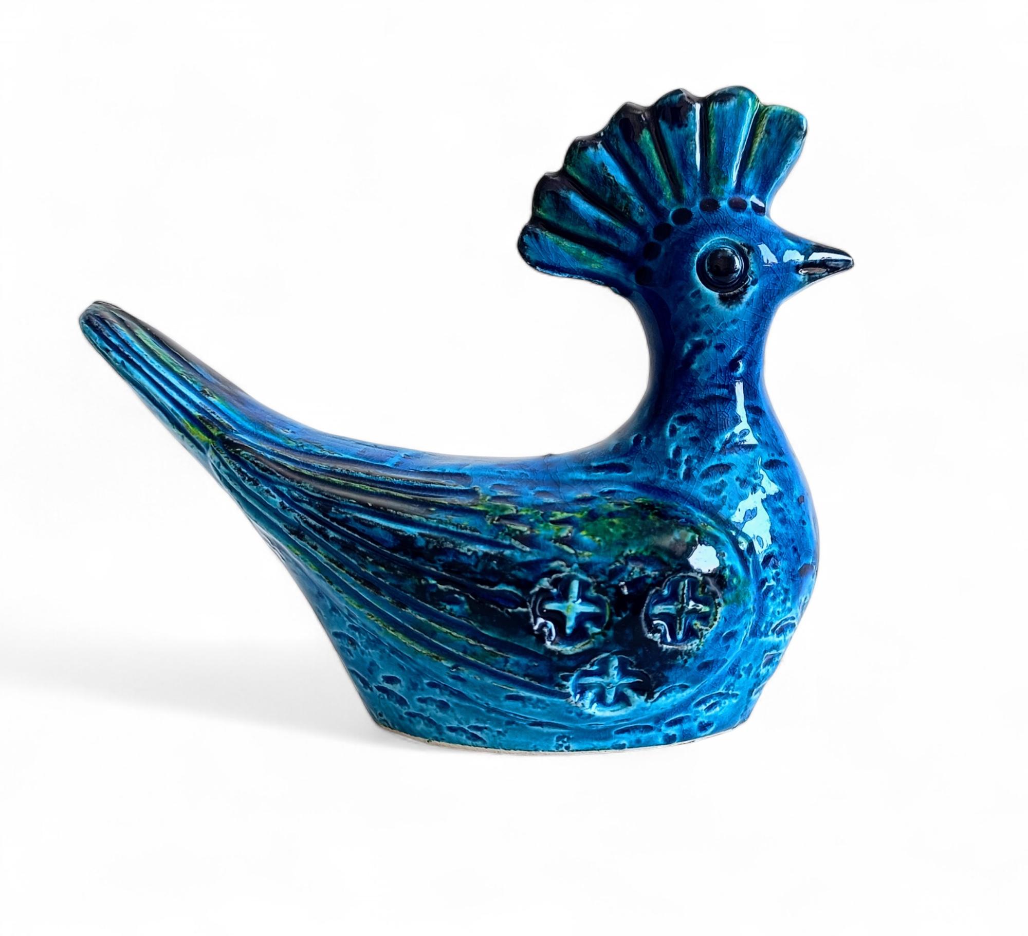 Scultura di uccello blu di metà secolo Bitossi by Aldo Londi Rimini, Italia, anni '60 in vendita 1