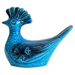 Scultura di uccello blu di metà secolo Bitossi by Aldo Londi Rimini, Italia, anni '60