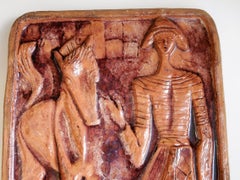 Midcentury Bitossi Ceramic Sculpture Wall Plaque, 1950s