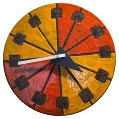 Mid Century Bitossi George Nelson Ceramic Pizza Slice Wall Clock