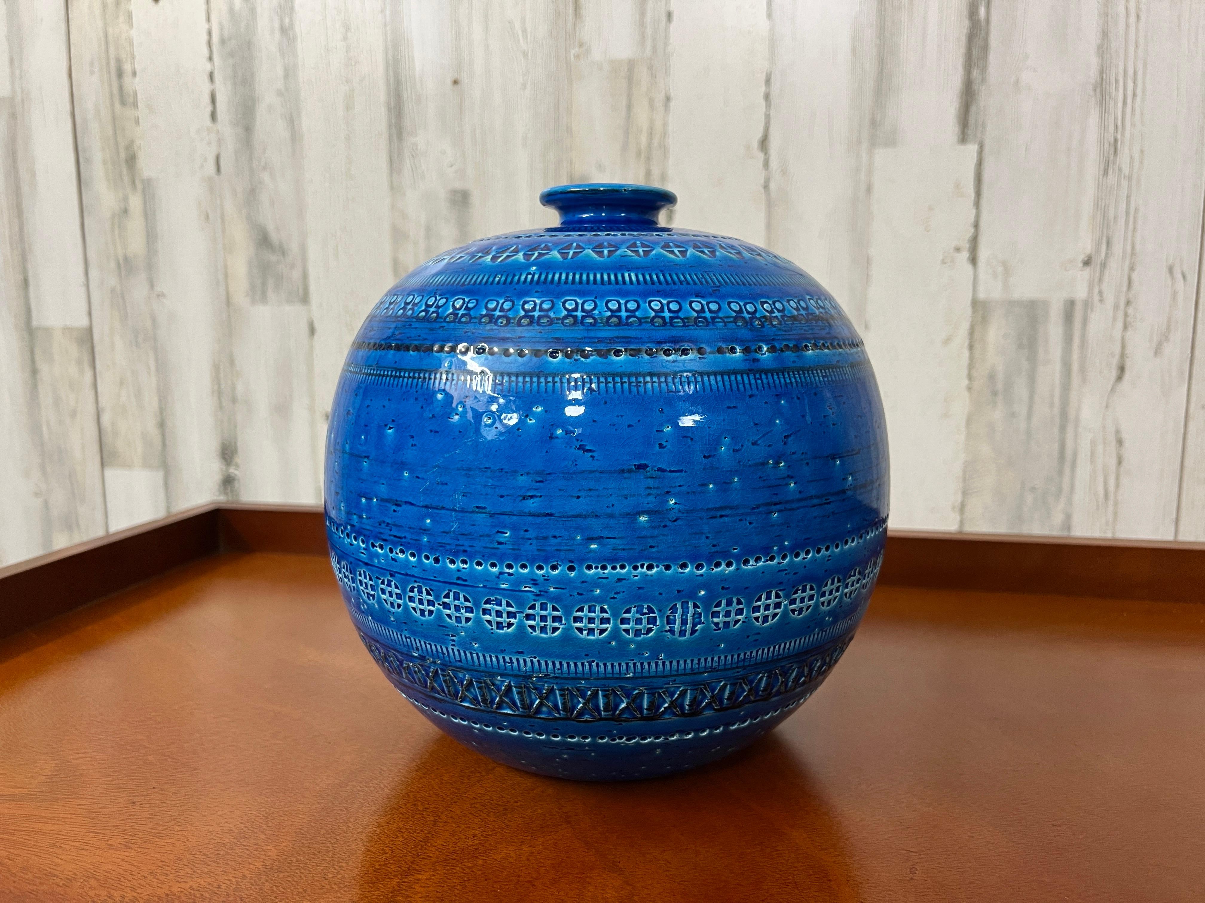 Mid-Century Bitossi Rimini Blue Pottery Vase by Aldo Londi, Italy, 1960s 3