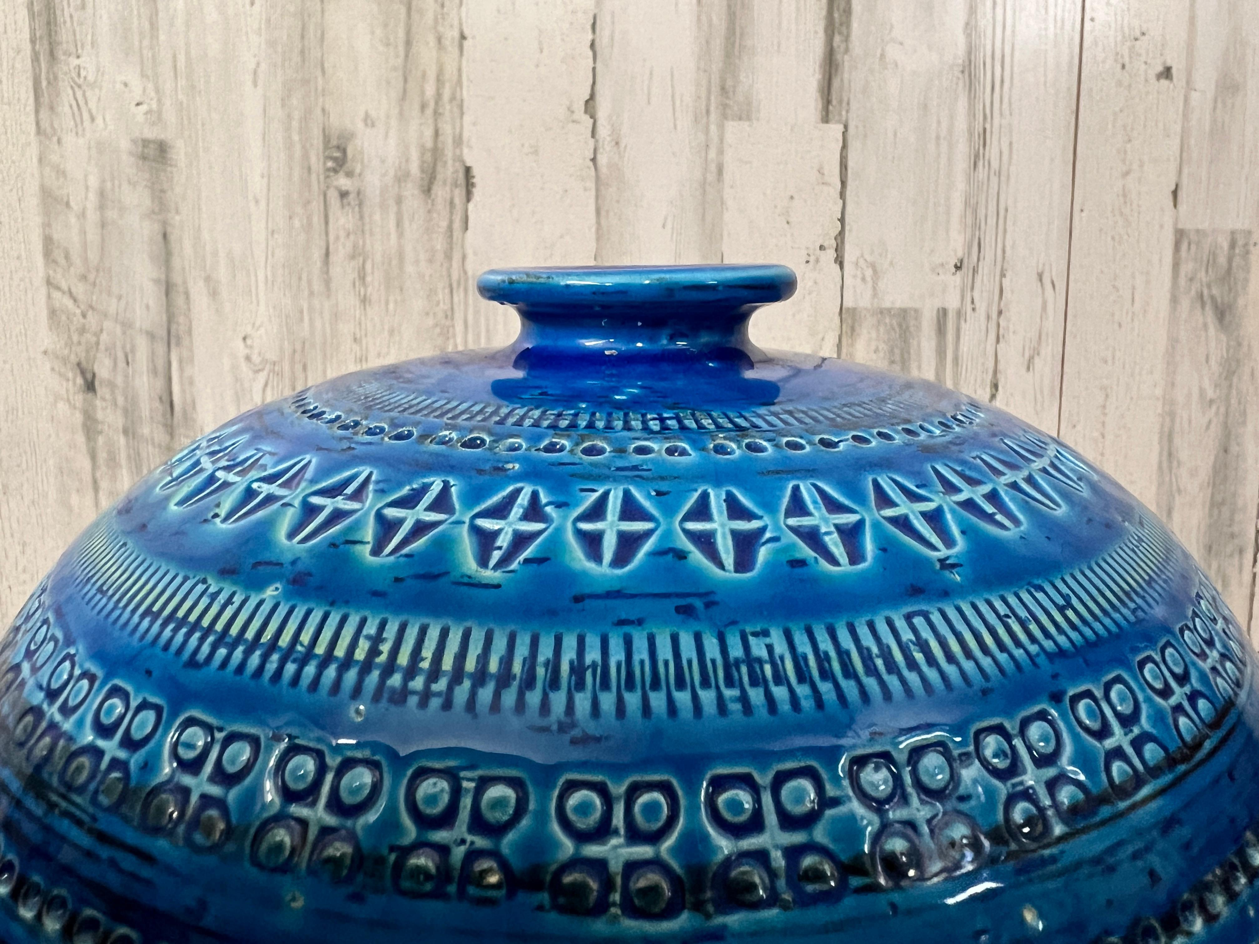 20th Century Mid-Century Bitossi Rimini Blue Pottery Vase by Aldo Londi, Italy, 1960s