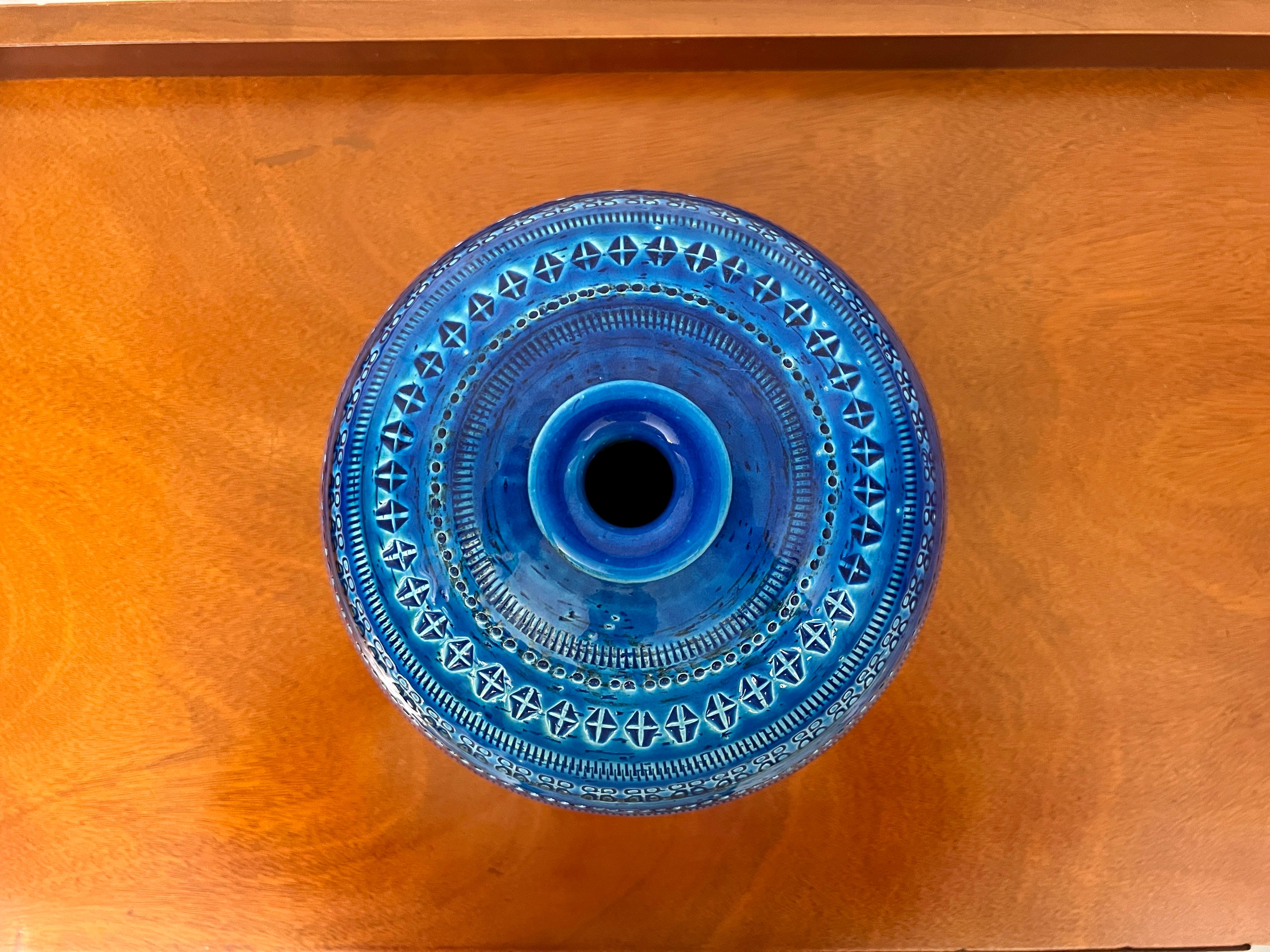 Ceramic Mid-Century Bitossi Rimini Blue Pottery Vase by Aldo Londi, Italy, 1960s