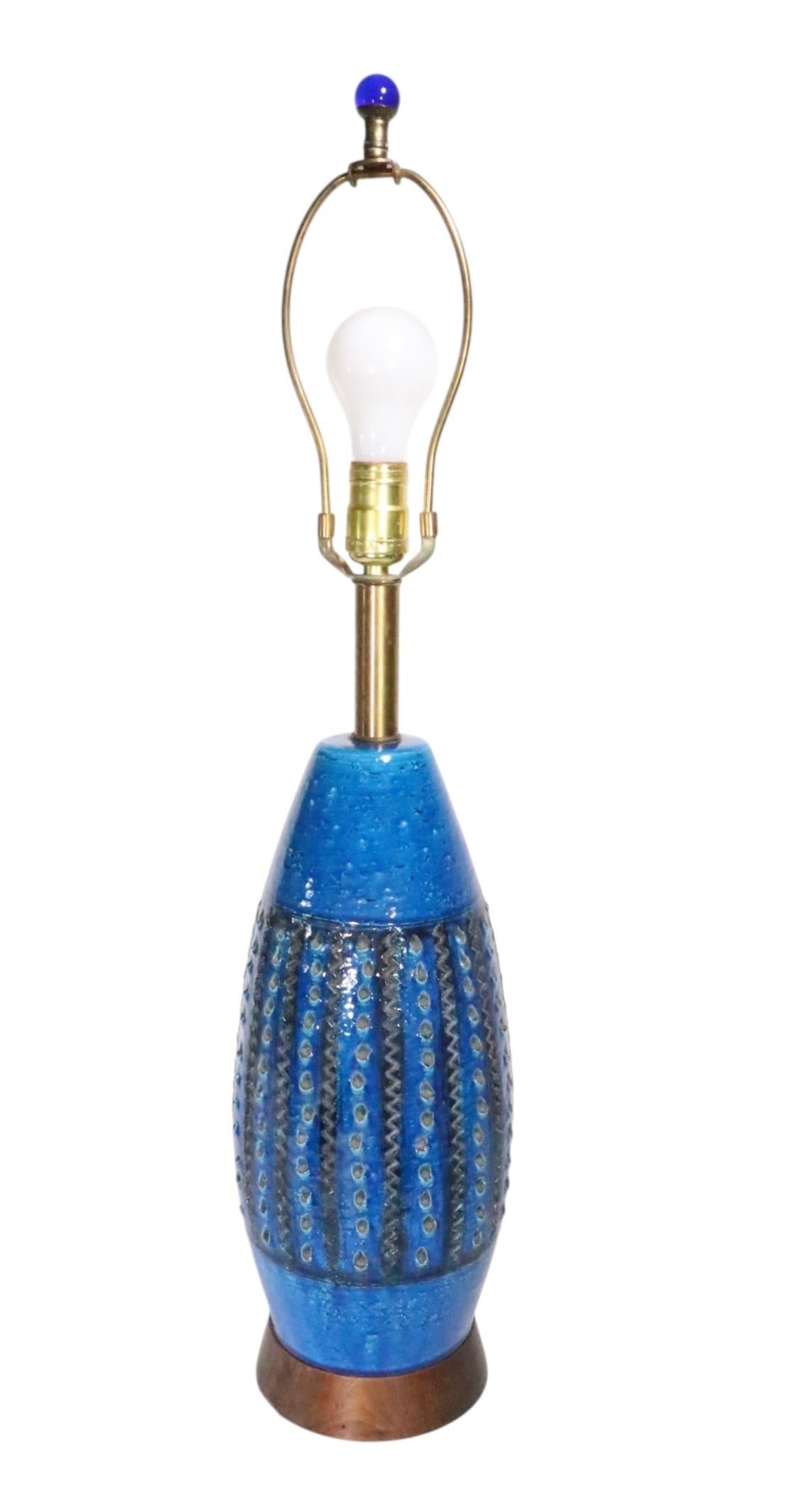 20th Century Mid Century Bitossi Rimini Table Lamp after Aldo Londi Made in Itay c. 1960's For Sale