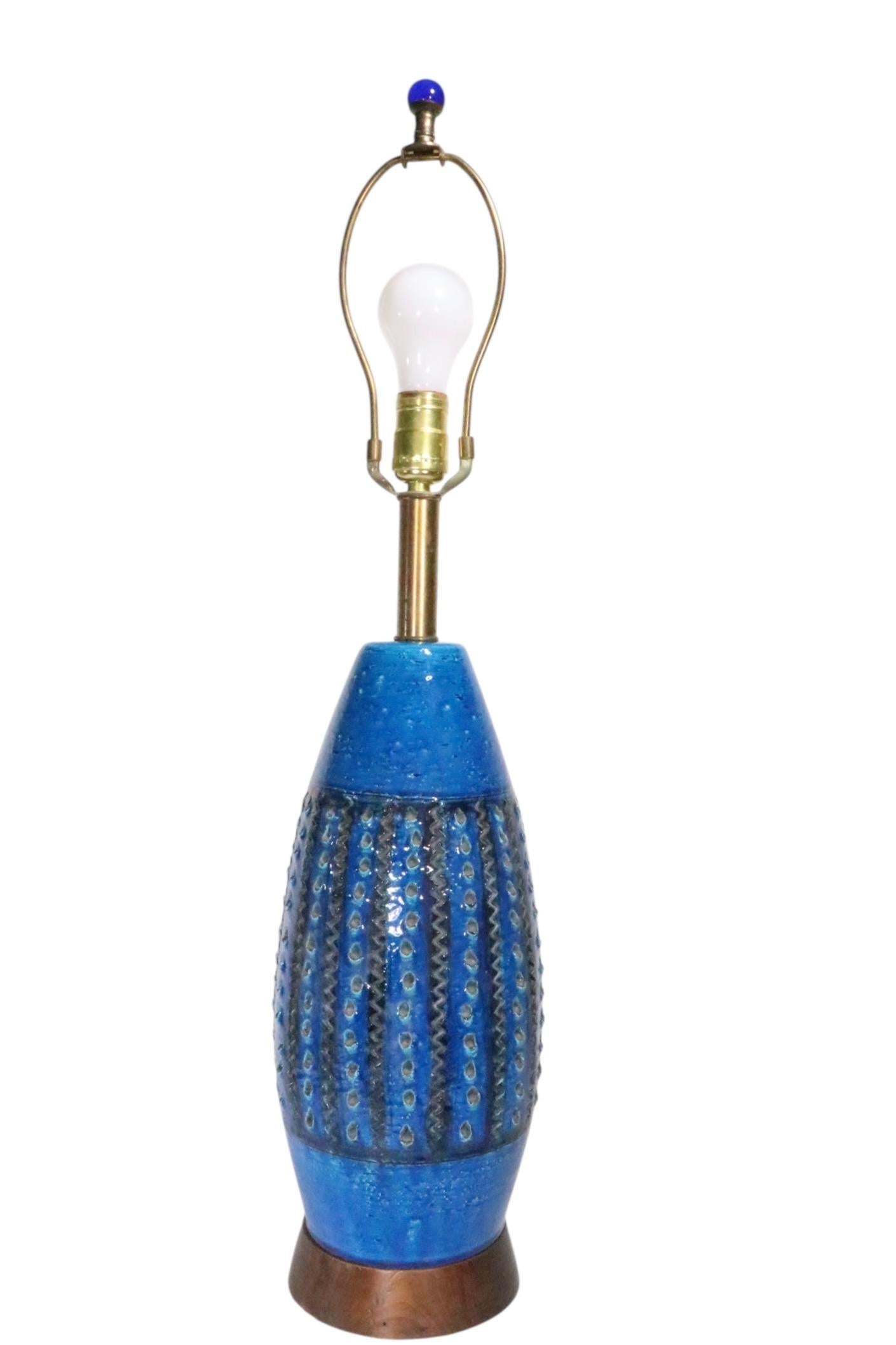 Ceramic Mid Century Bitossi Rimini Table Lamp after Aldo Londi Made in Itay c. 1960's For Sale