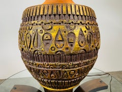 Mid-Century Bitossi Style Bronze Toned Brutalist Table Lamp 1960s