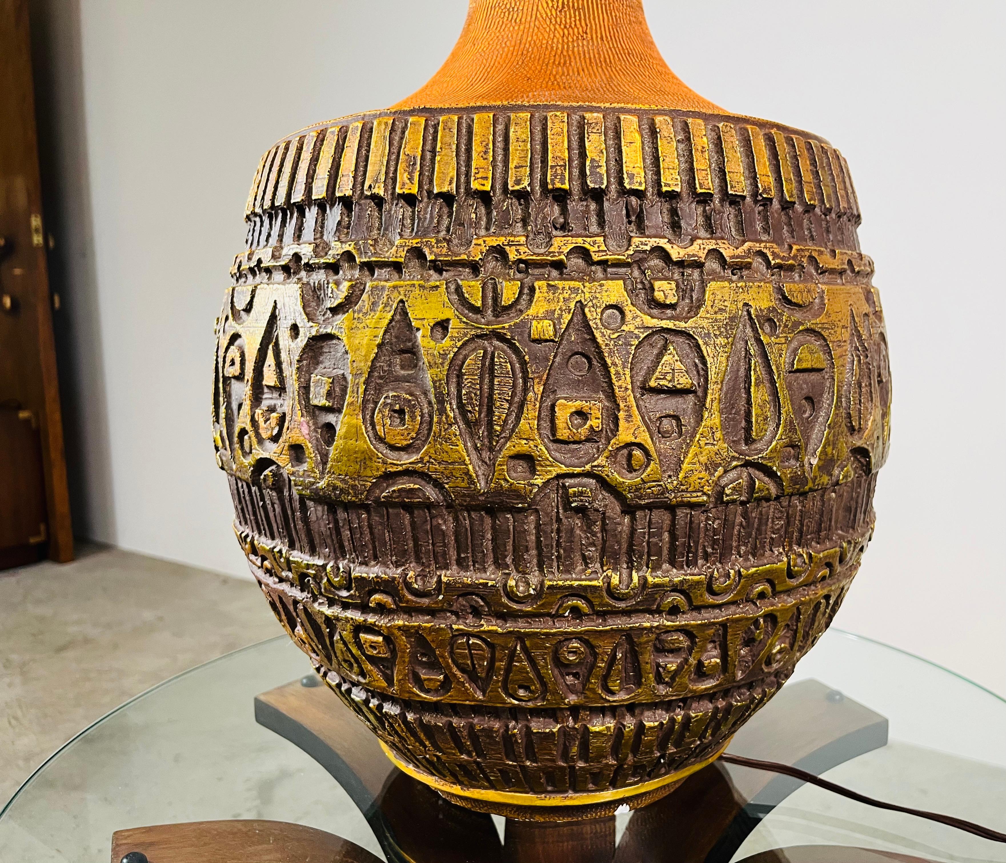 American Mid-Century Bitossi Style Bronze Toned Brutalist Table Lamp 1960s For Sale
