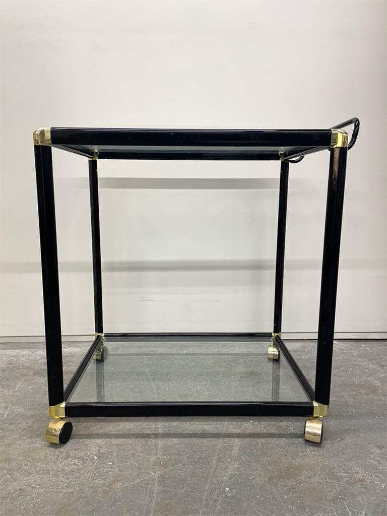 Mid-Century Modern Mid-Century Black and Brass Bar Cart For Sale