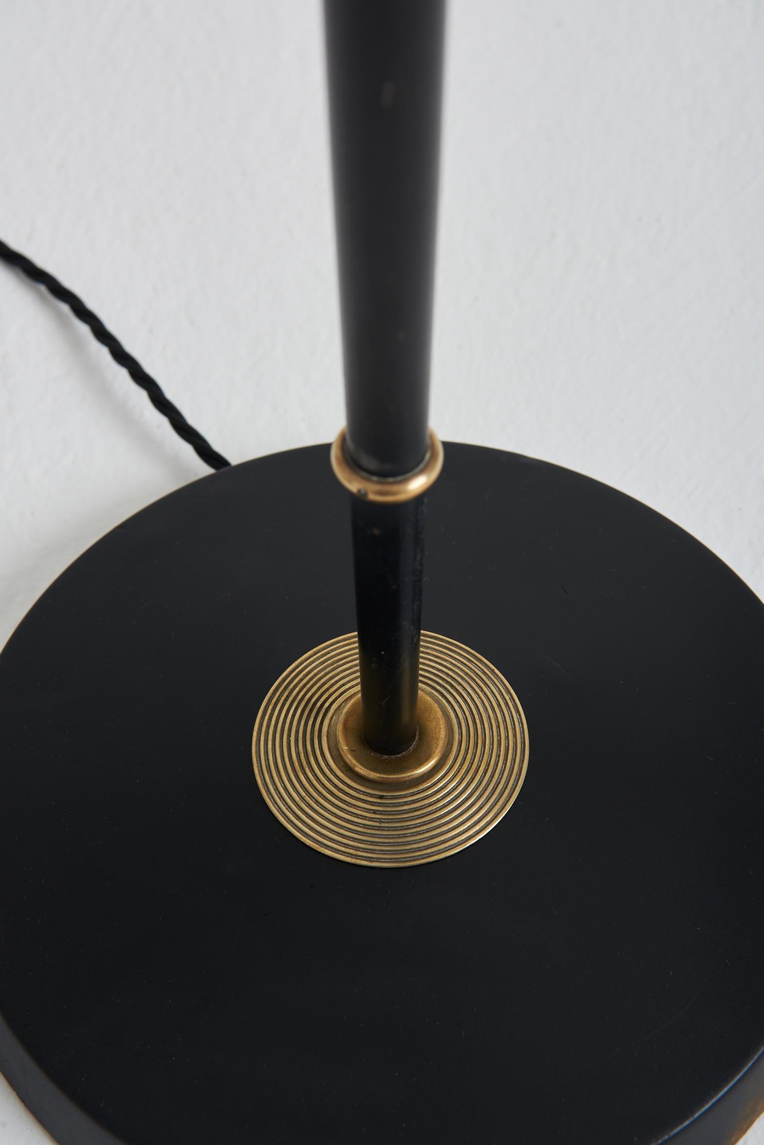 French Mid-Century Black and Brass Floor Lamp