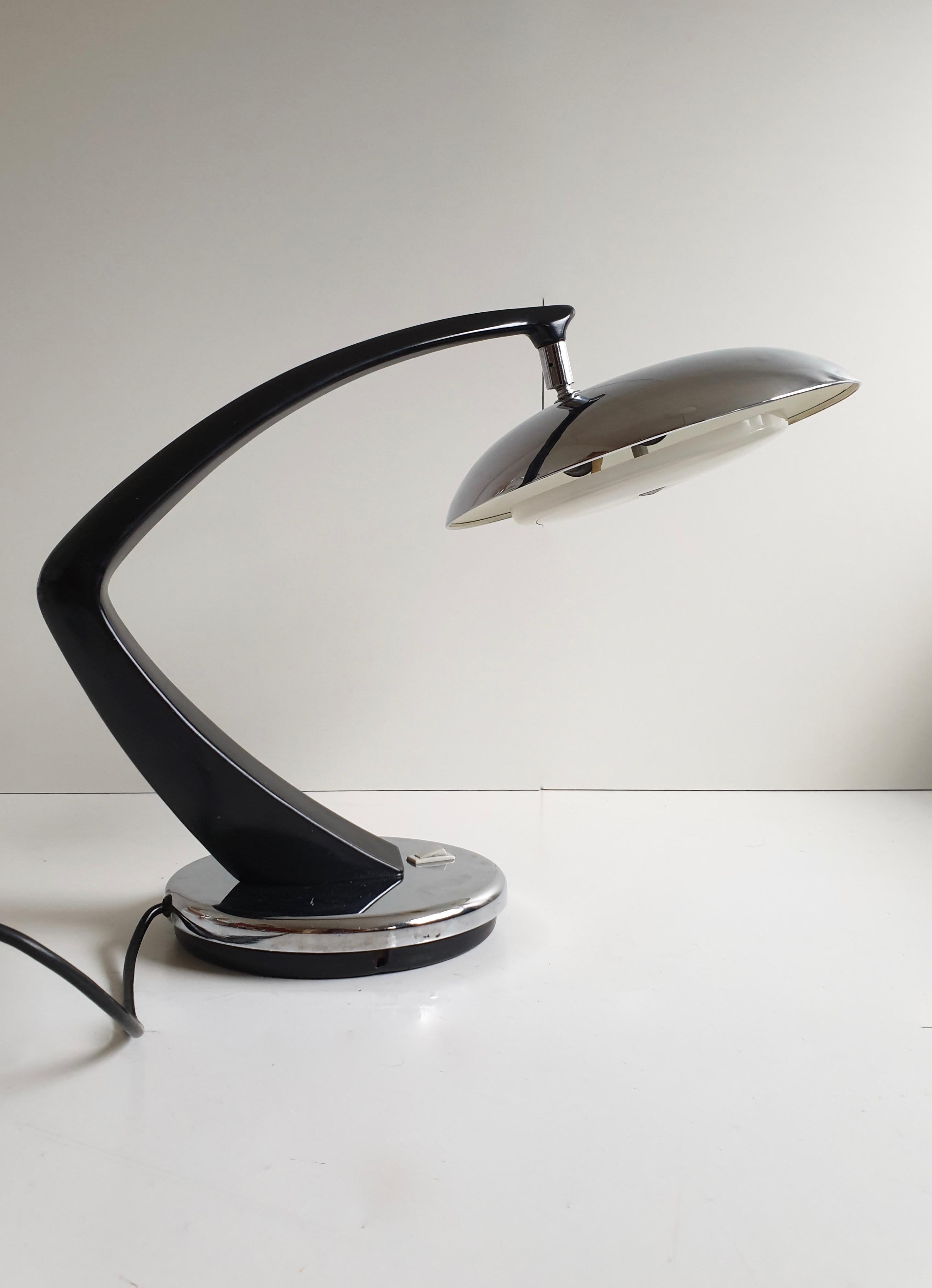 Mid-Century Modern Midcentury Black and Chrome 'Boomerang' Lamp from Fase, Madrid, circa 1960 For Sale