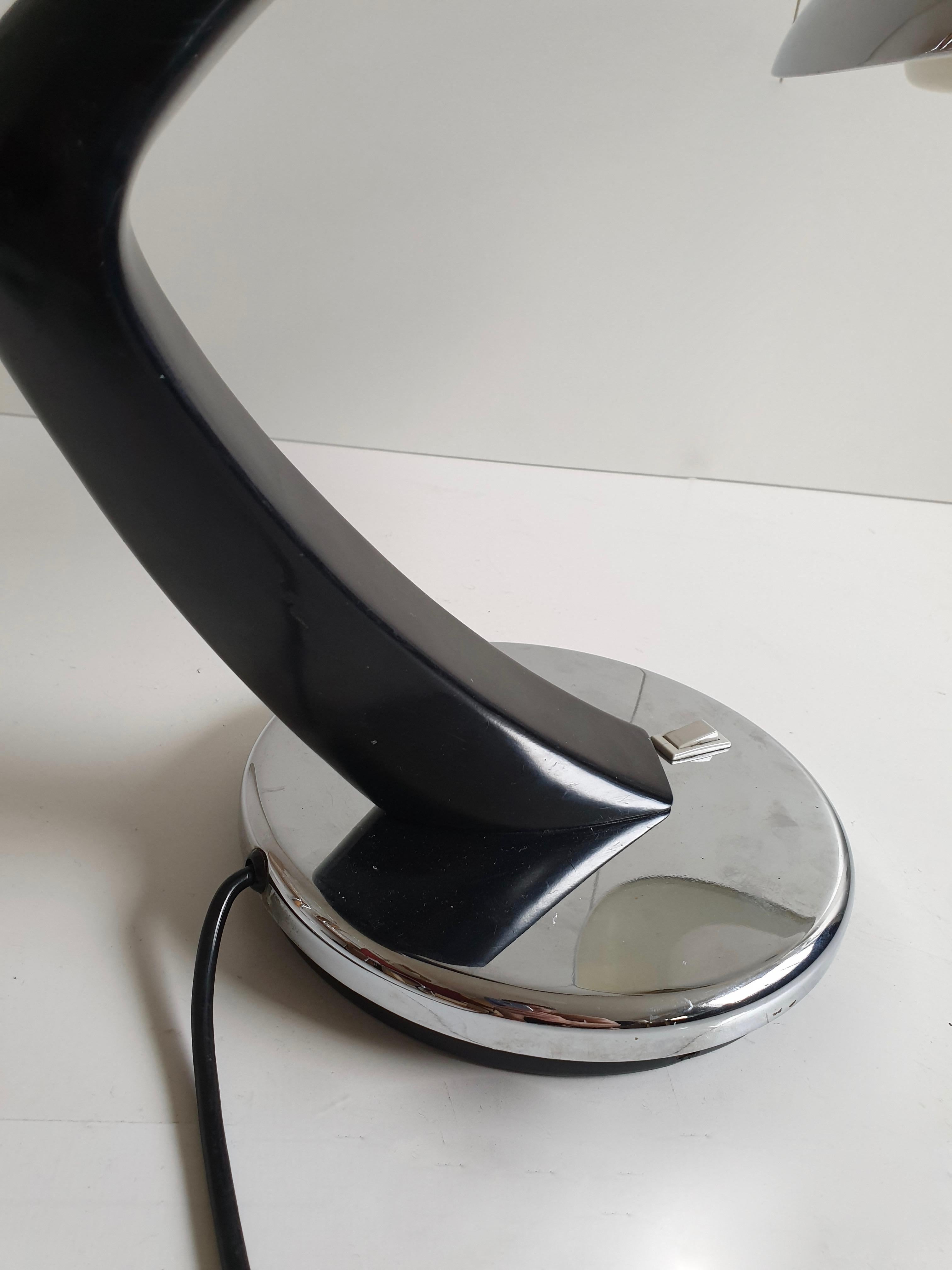 Spanish Midcentury Black and Chrome 'Boomerang' Lamp from Fase, Madrid, circa 1960 For Sale