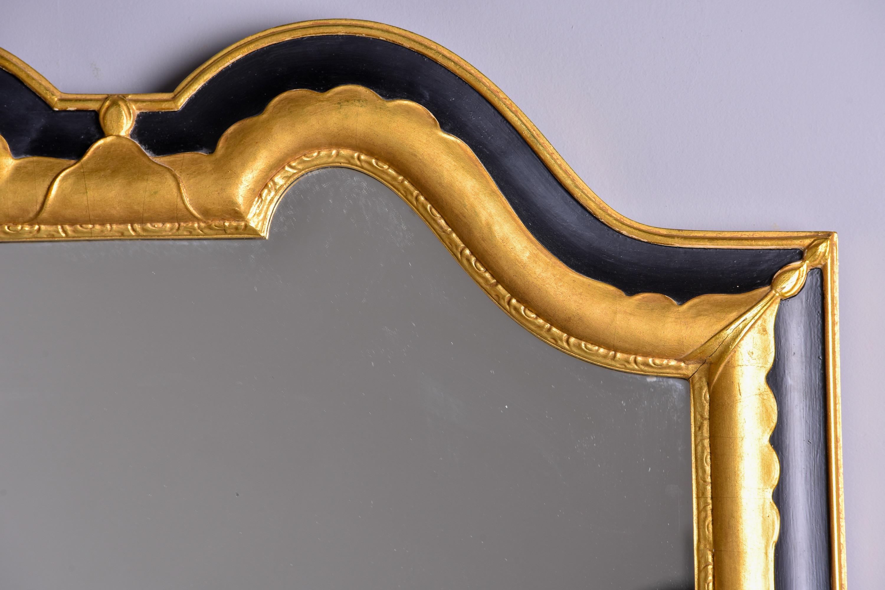 Mid Century Black and Gilt Frame Mirror  For Sale 1