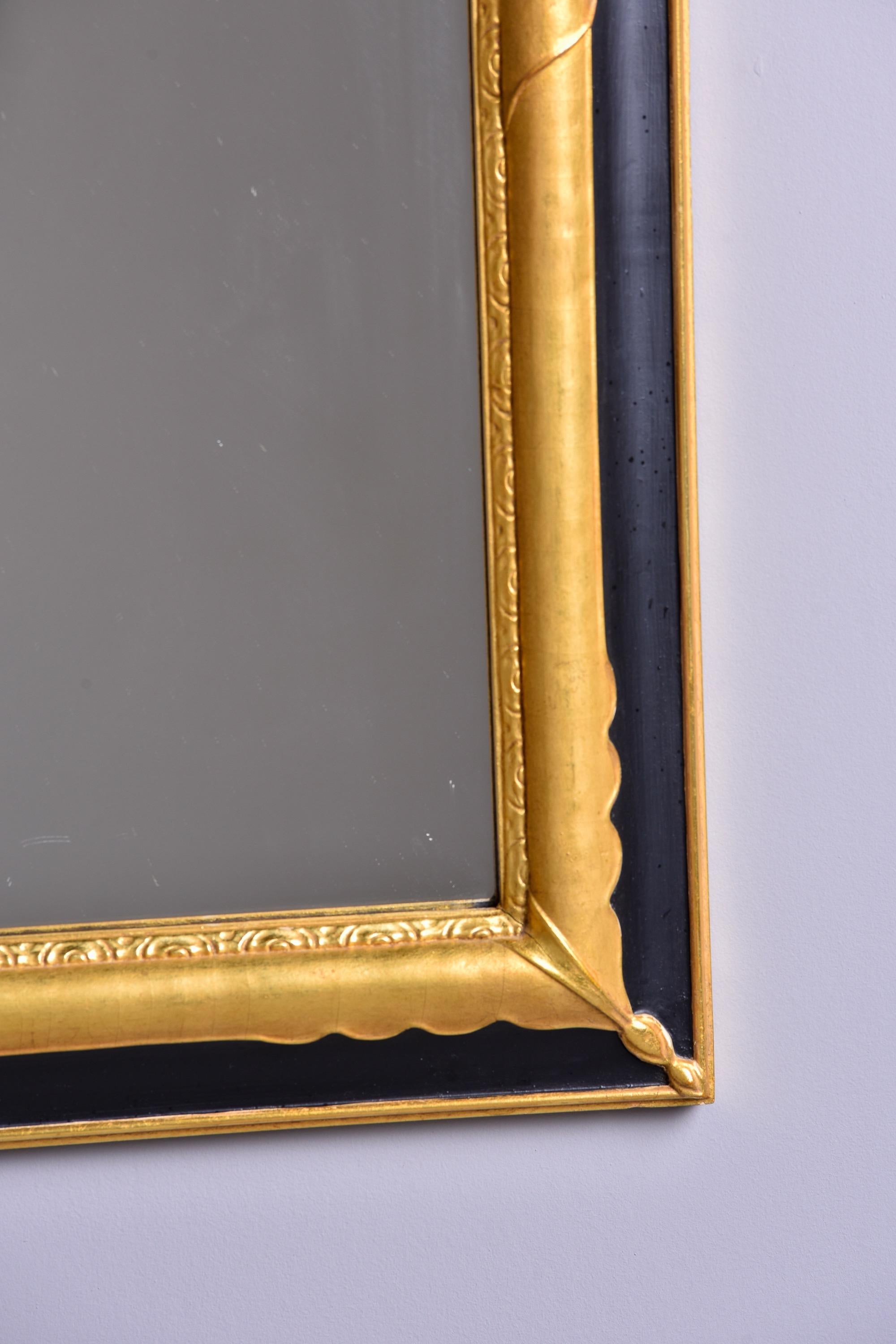 Mid Century Black and Gilt Frame Mirror  For Sale 3
