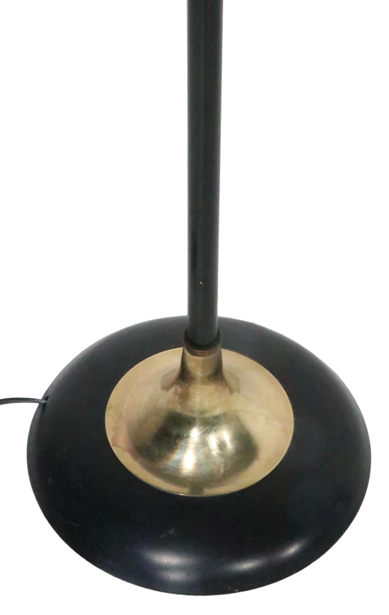 Mid Century Black and Gold Adjustable Floor Lamp by Thurston for Lightolier  For Sale 3