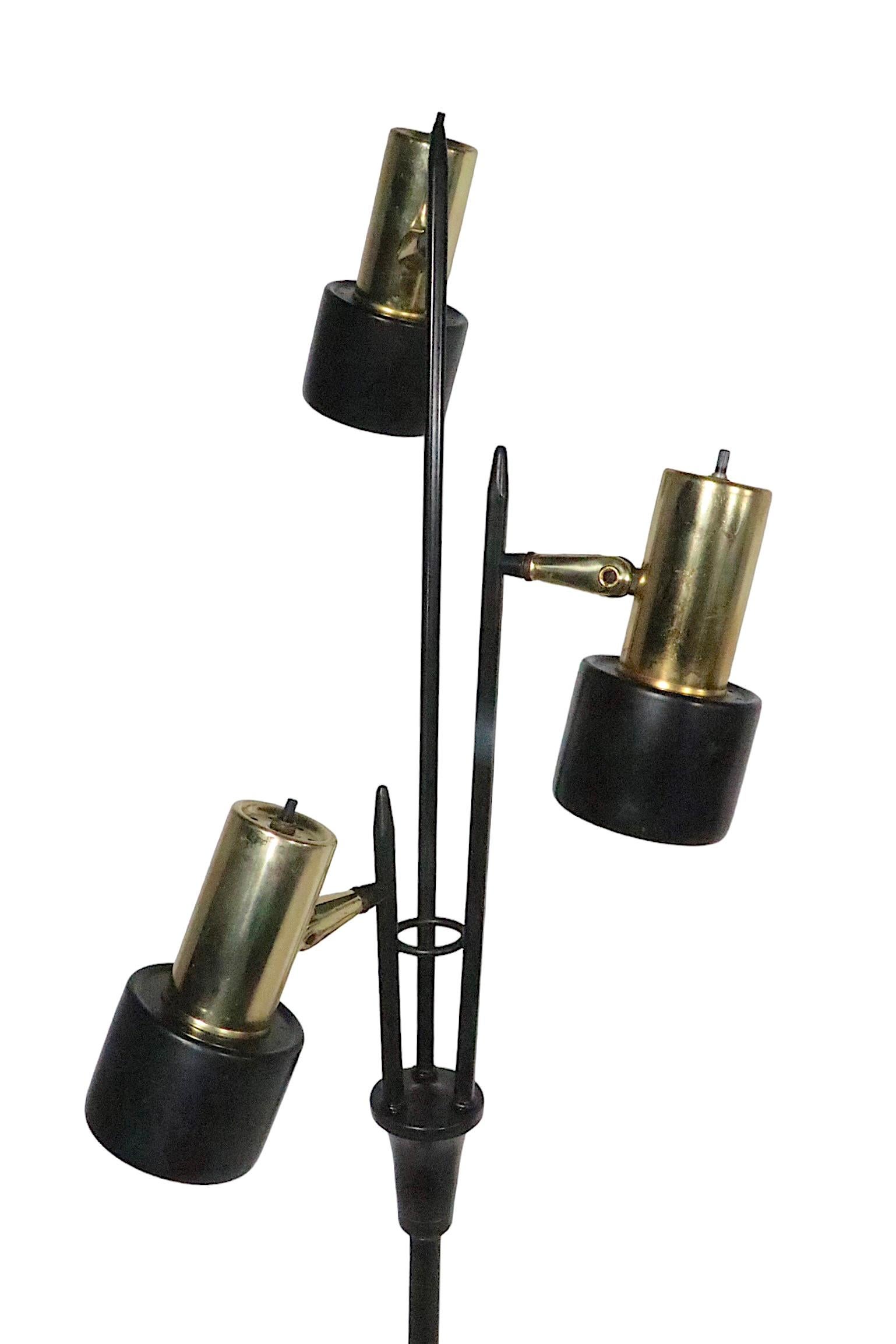 Mid Century Black and Gold Adjustable Floor Lamp by Thurston for Lightolier  For Sale 4