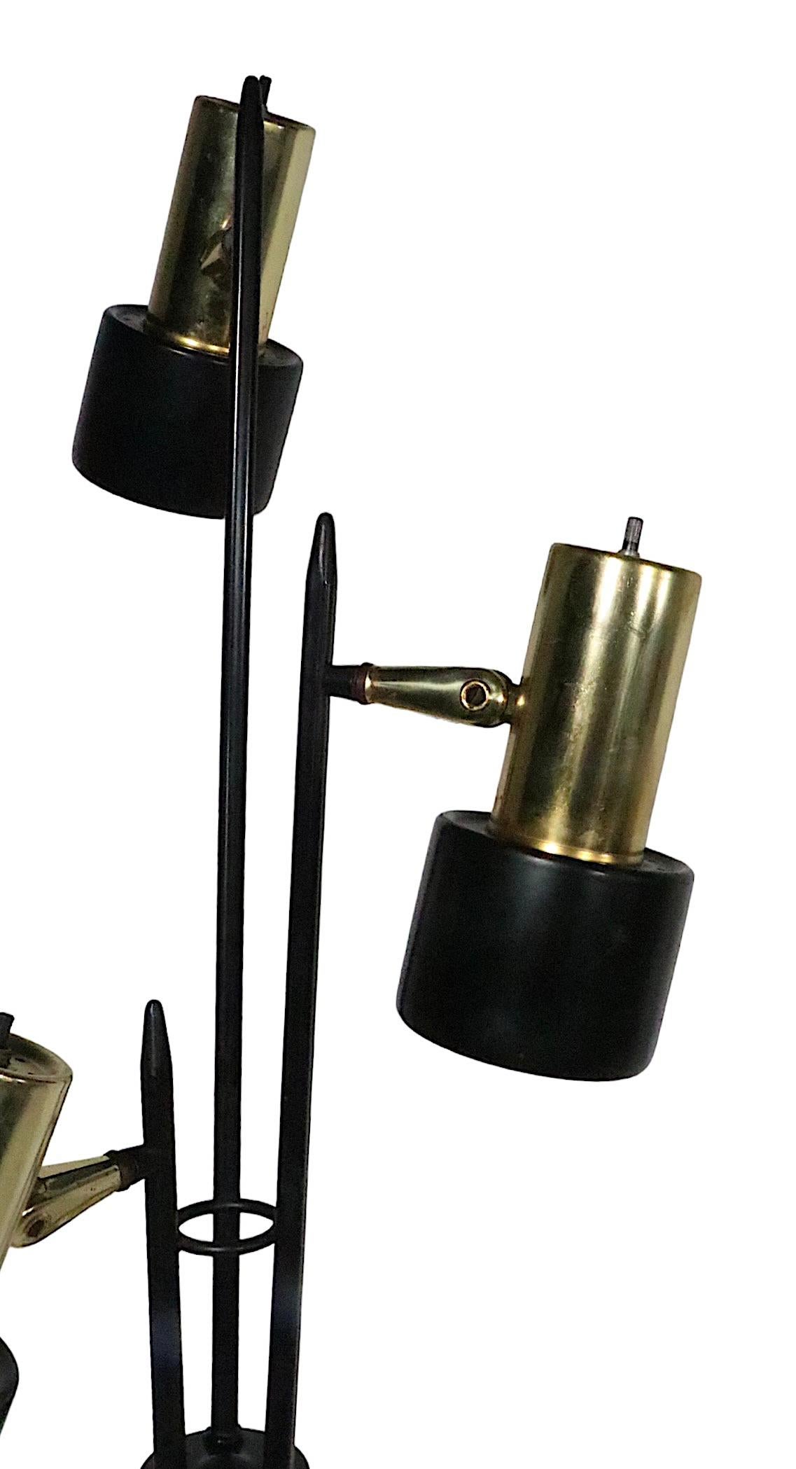 Mid Century Black and Gold Adjustable Floor Lamp by Thurston for Lightolier  For Sale 6