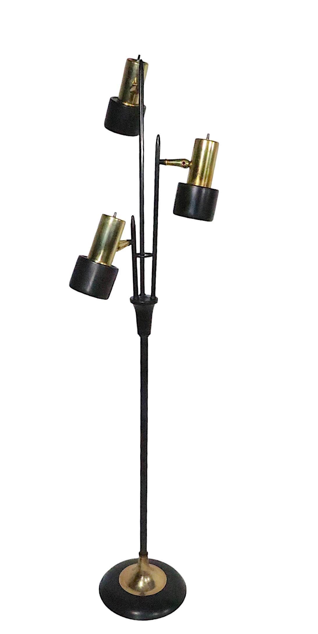Mid Century Black and Gold Adjustable Floor Lamp by Thurston for Lightolier  For Sale 7