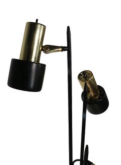 Mid Century Black and Gold Adjustable Floor Lamp by Thurston for Lightolier