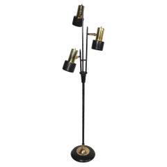 Mid Century Black and Gold Adjustable Floor Lamp by Thurston for Lightolier 