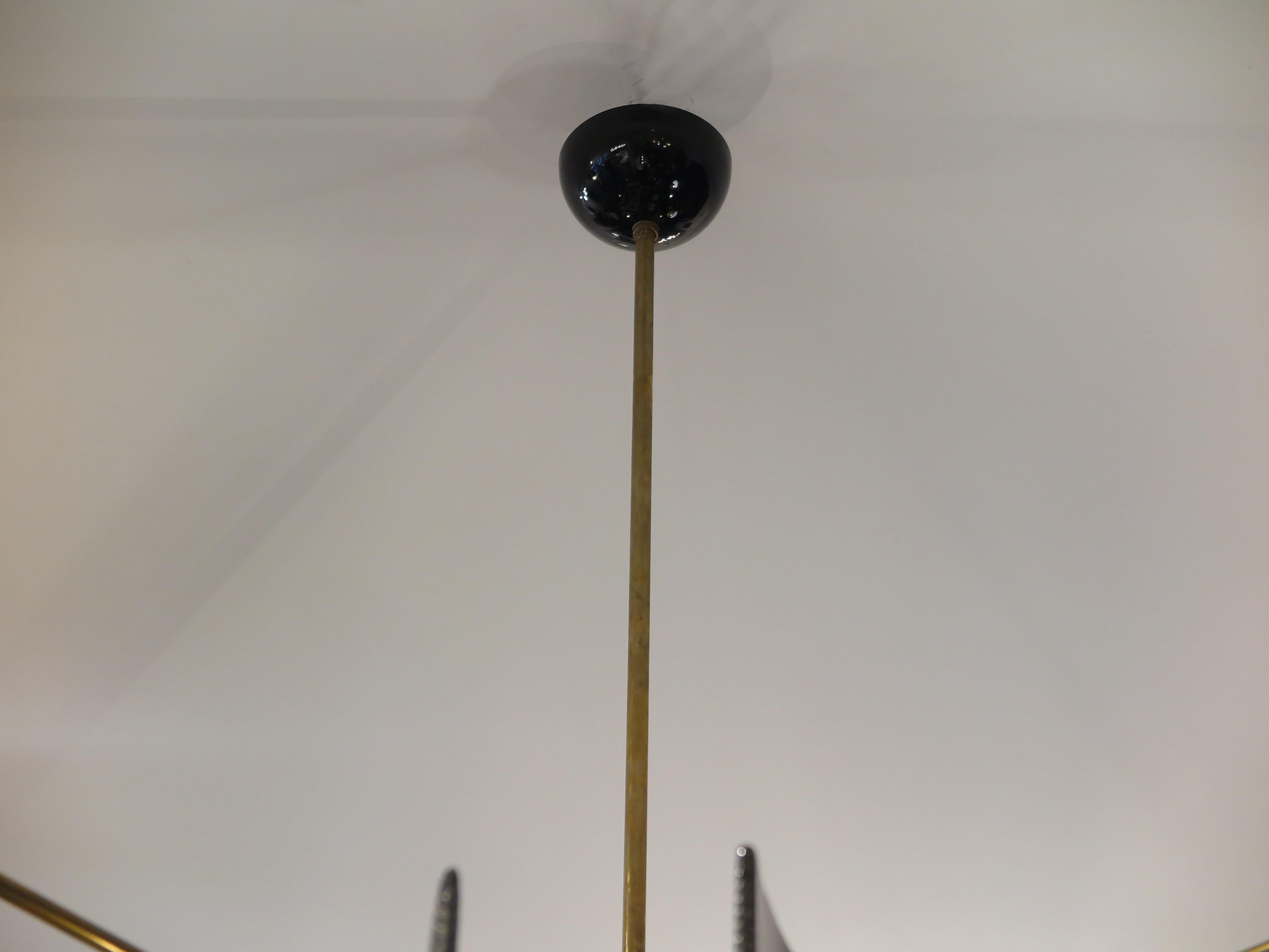 Mid-Century Black and Gold Murano Glass Chandelier  For Sale 4