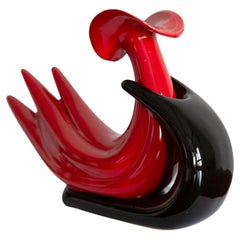 Mid-Century Black and Red Artistic Vase, Europe, 1960s