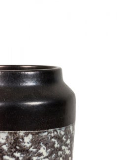 Mid-Century Black and White and Gray Marbled Stripe Glazed Ceramic Vase