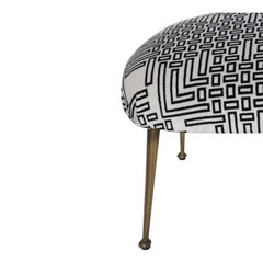 Mid-Century Black and White Geometric Footstool, Italy, 1950