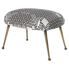 Mid-Century Black and White Geometric Footstool, Italy, 1950