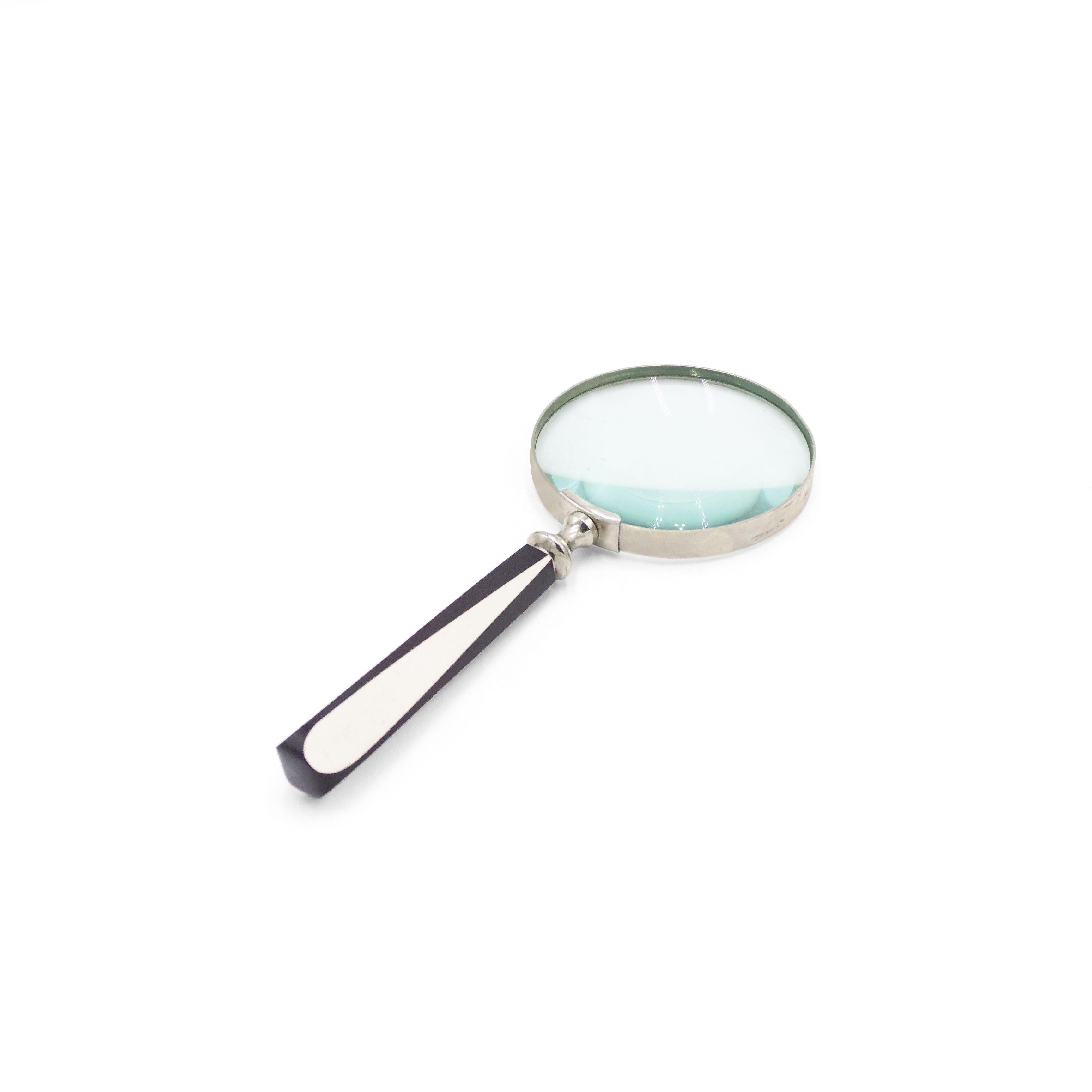 American Mid-Century Black and White Magnifying Glass