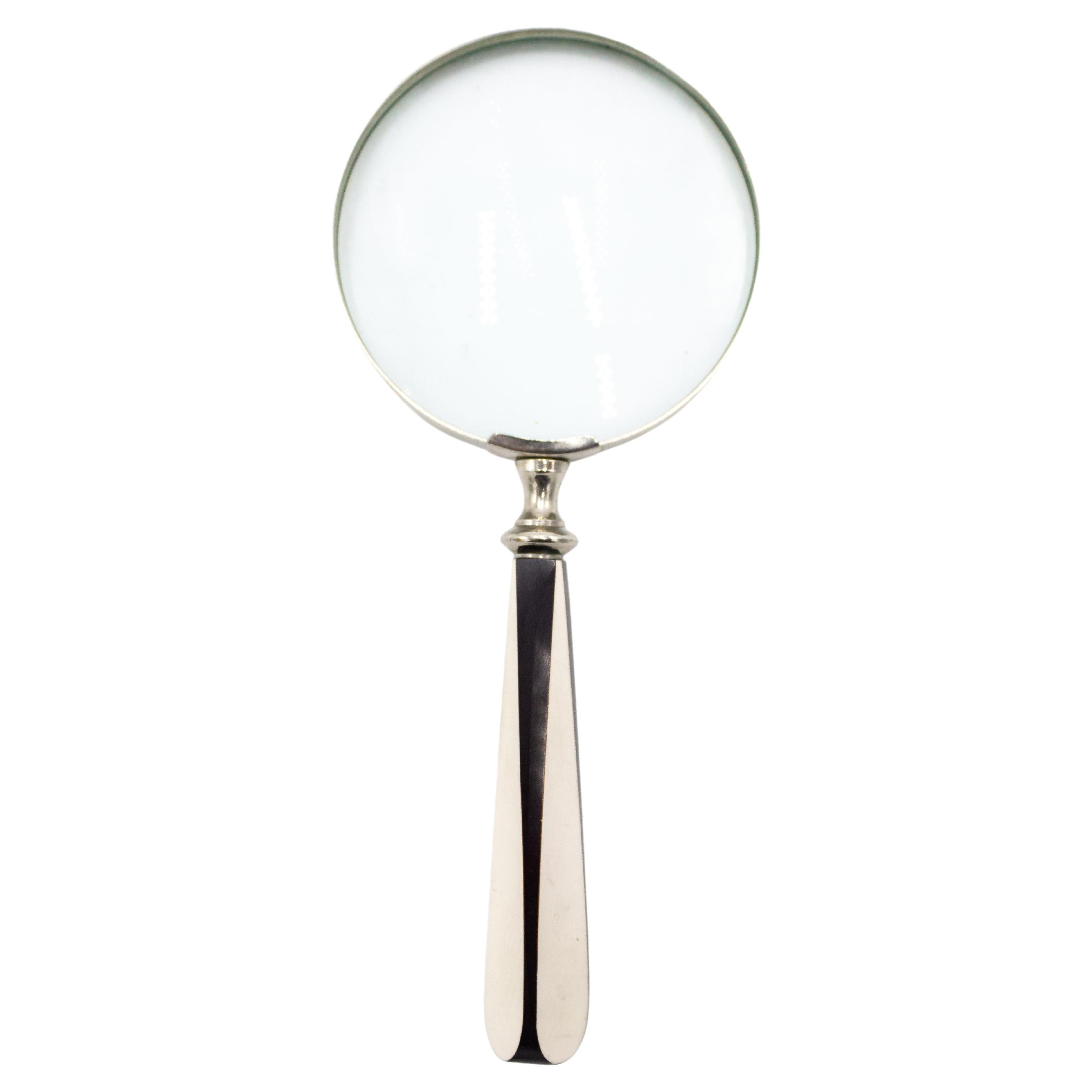 Mid-Century Black and White Magnifying Glass