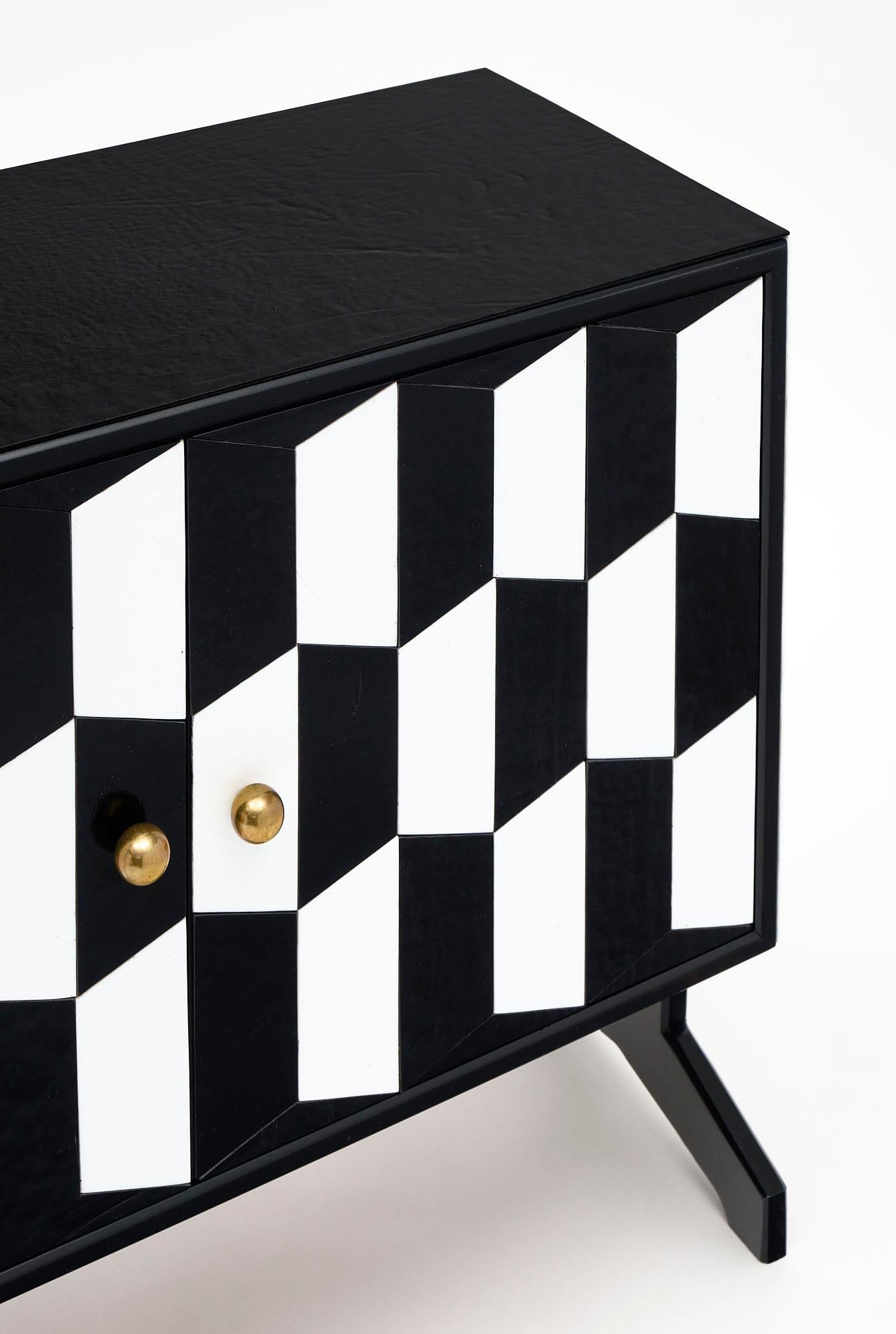 Mid-Century Modern Mid-Century Black and White Murano Glass Cabinets