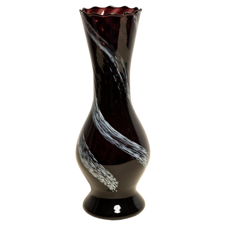 Midcentury Black and White Murano Vase, Europe, 1960s For Sale at 1stDibs