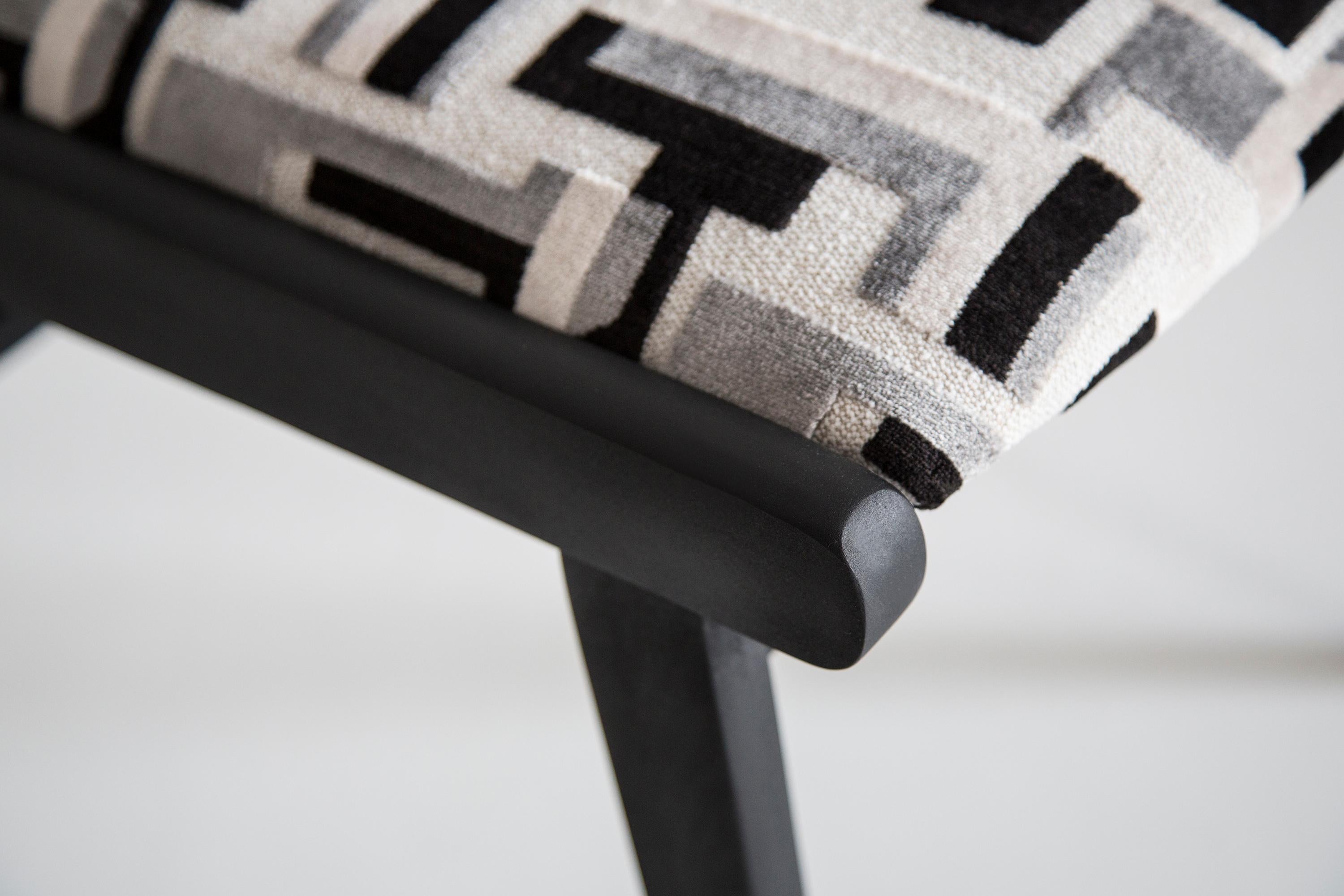 Mid Century Black and White Velvet JAR Chair, Poland, Europe, 1960s. For Sale 4