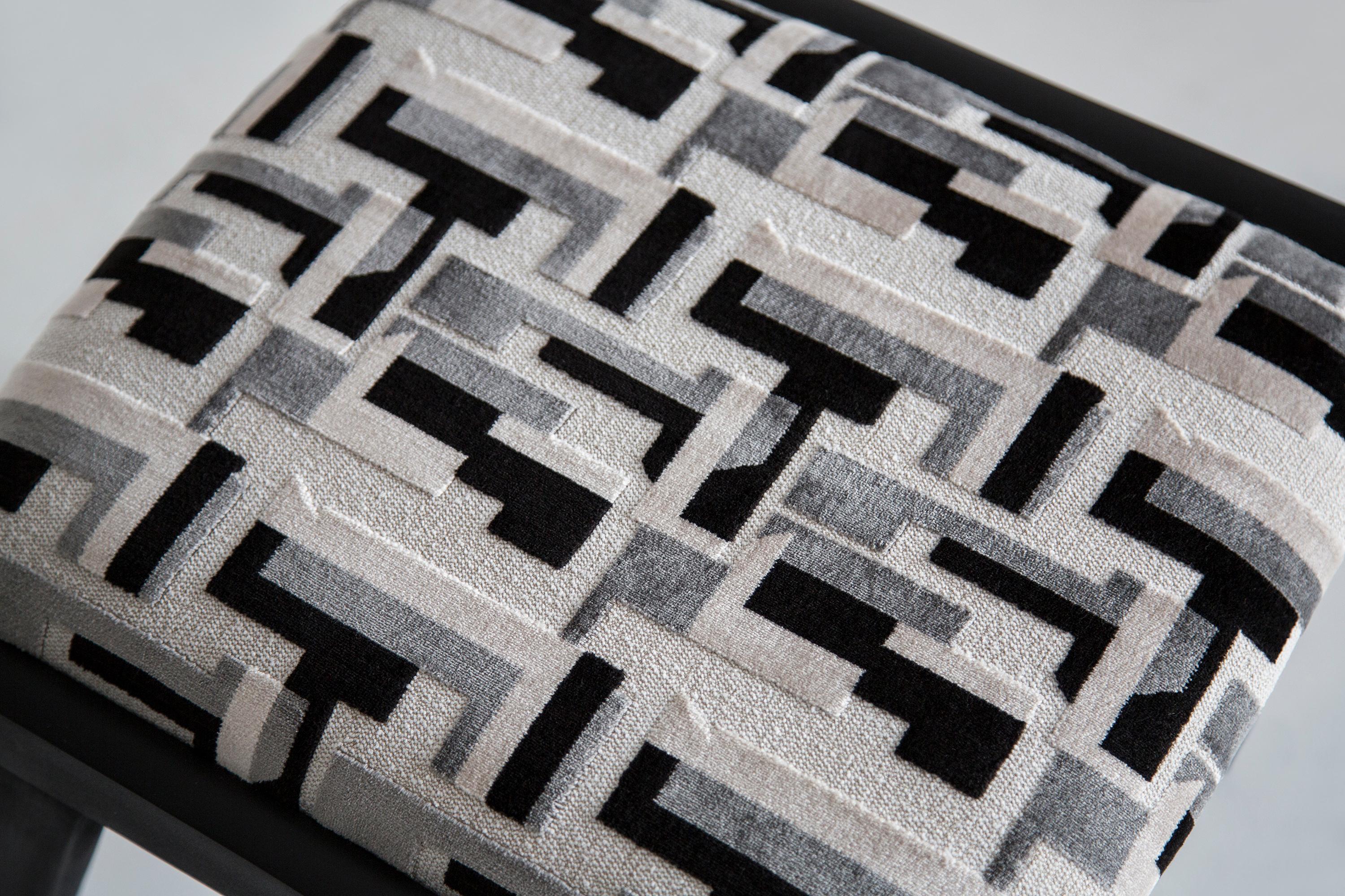 Mid Century Black and White Velvet JAR Chair, Poland, Europe, 1960s. For Sale 5
