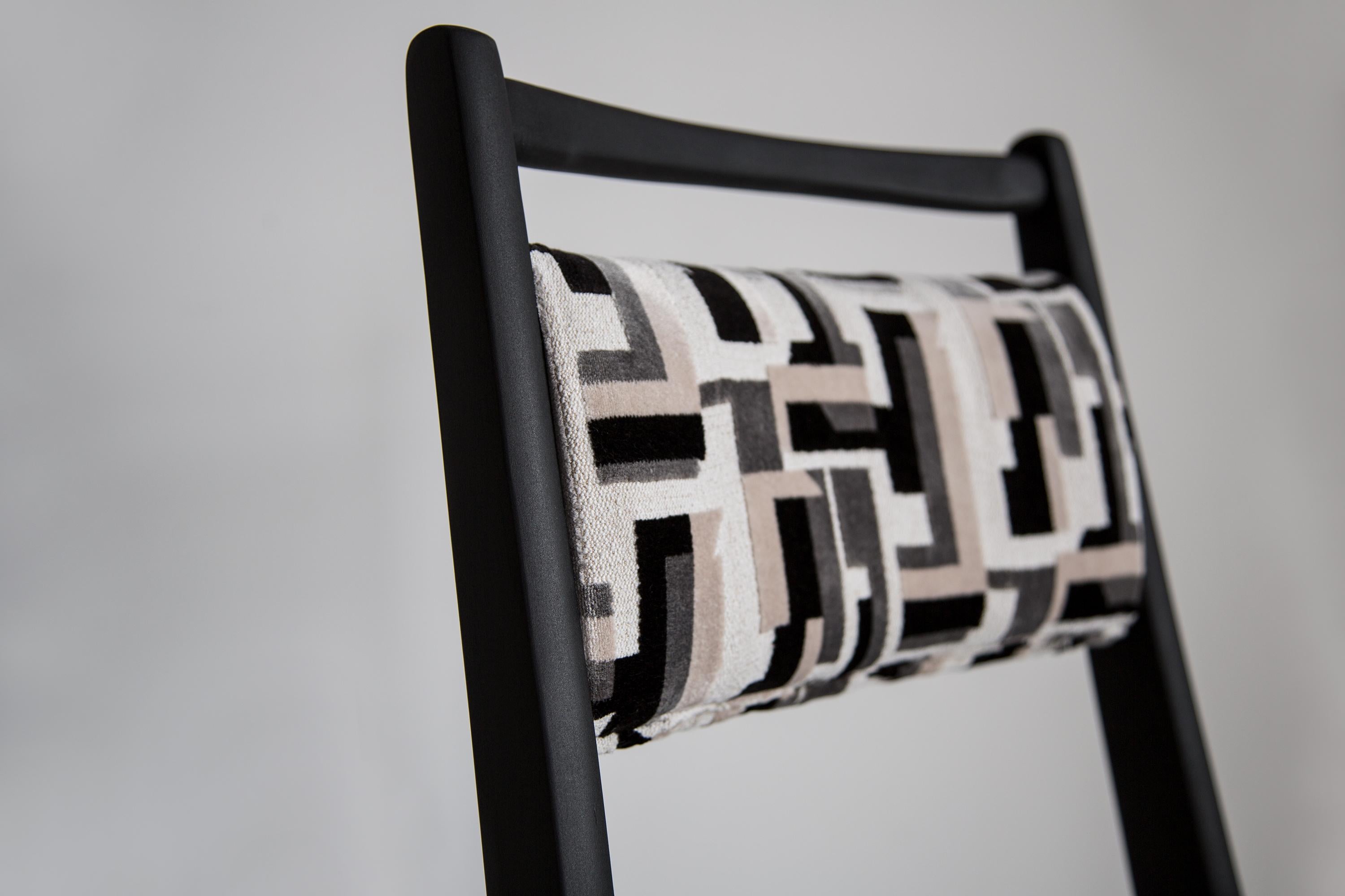 Mid Century Black and White Velvet JAR Chair, Poland, Europe, 1960s. For Sale 6