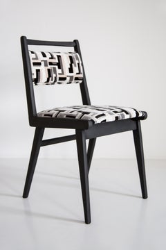 Mid Century Black and White Velvet JAR Chair, Poland, Europe, 1960s.