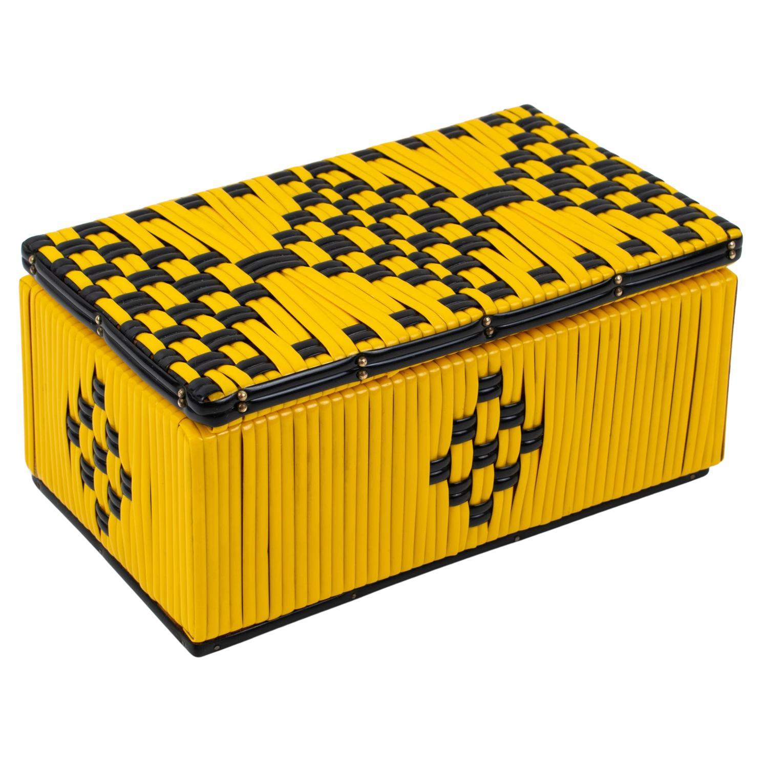 Mid-Century Black and Yellow Vinyl Plastic Scooby Box, France 1950s