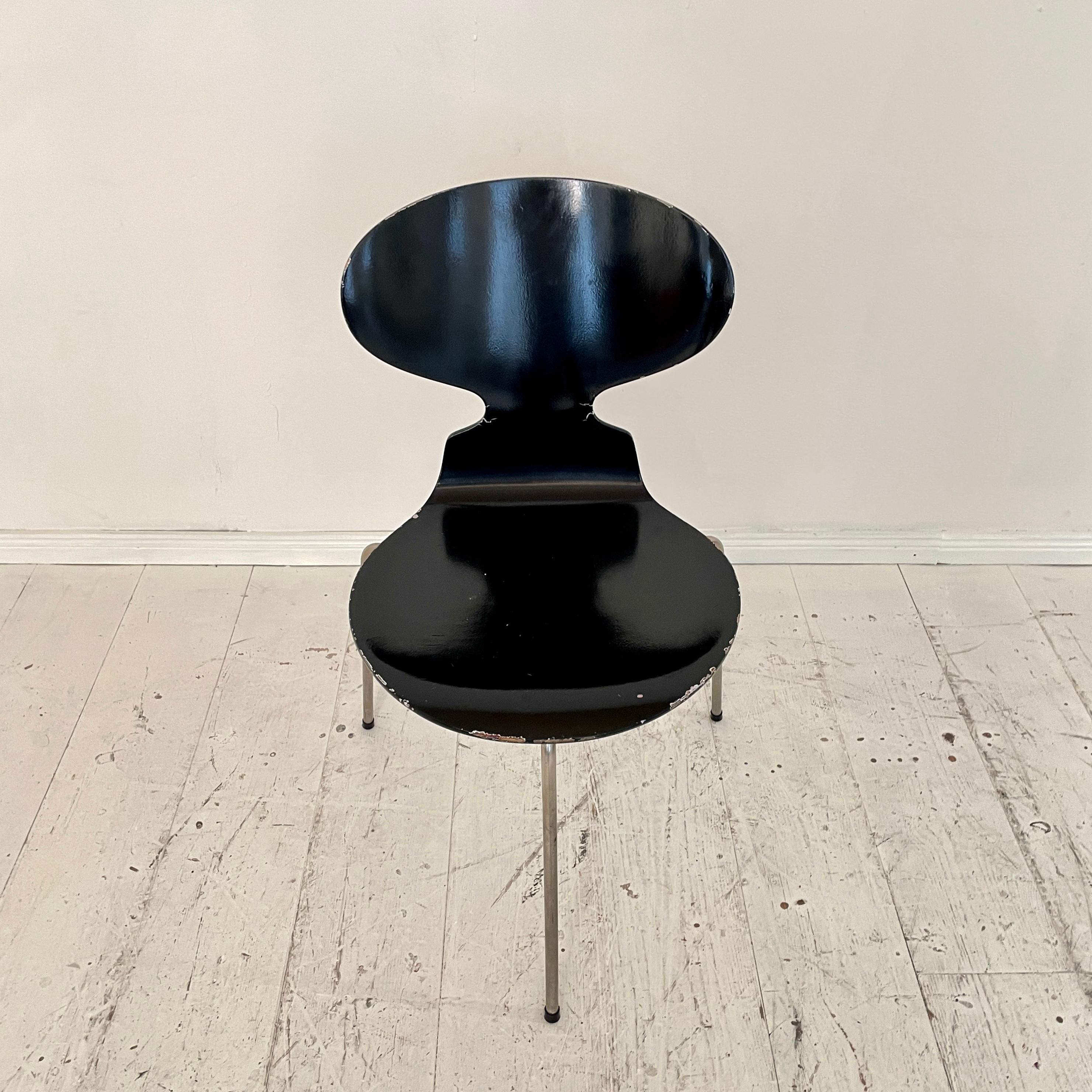 Mid-Century Modern Mid-Century Black Ant Chair by Arne Jacobsen for Fritz Hansen, around 1957