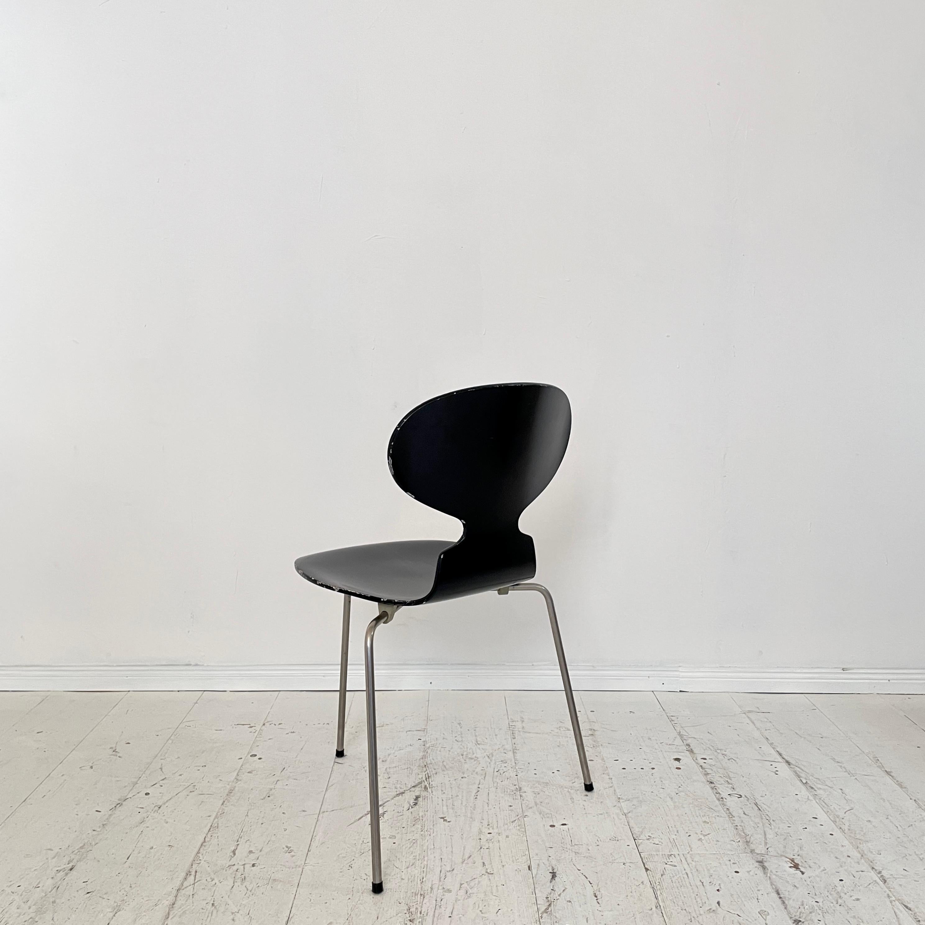 Steel Mid-Century Black Ant Chair by Arne Jacobsen for Fritz Hansen, around 1957