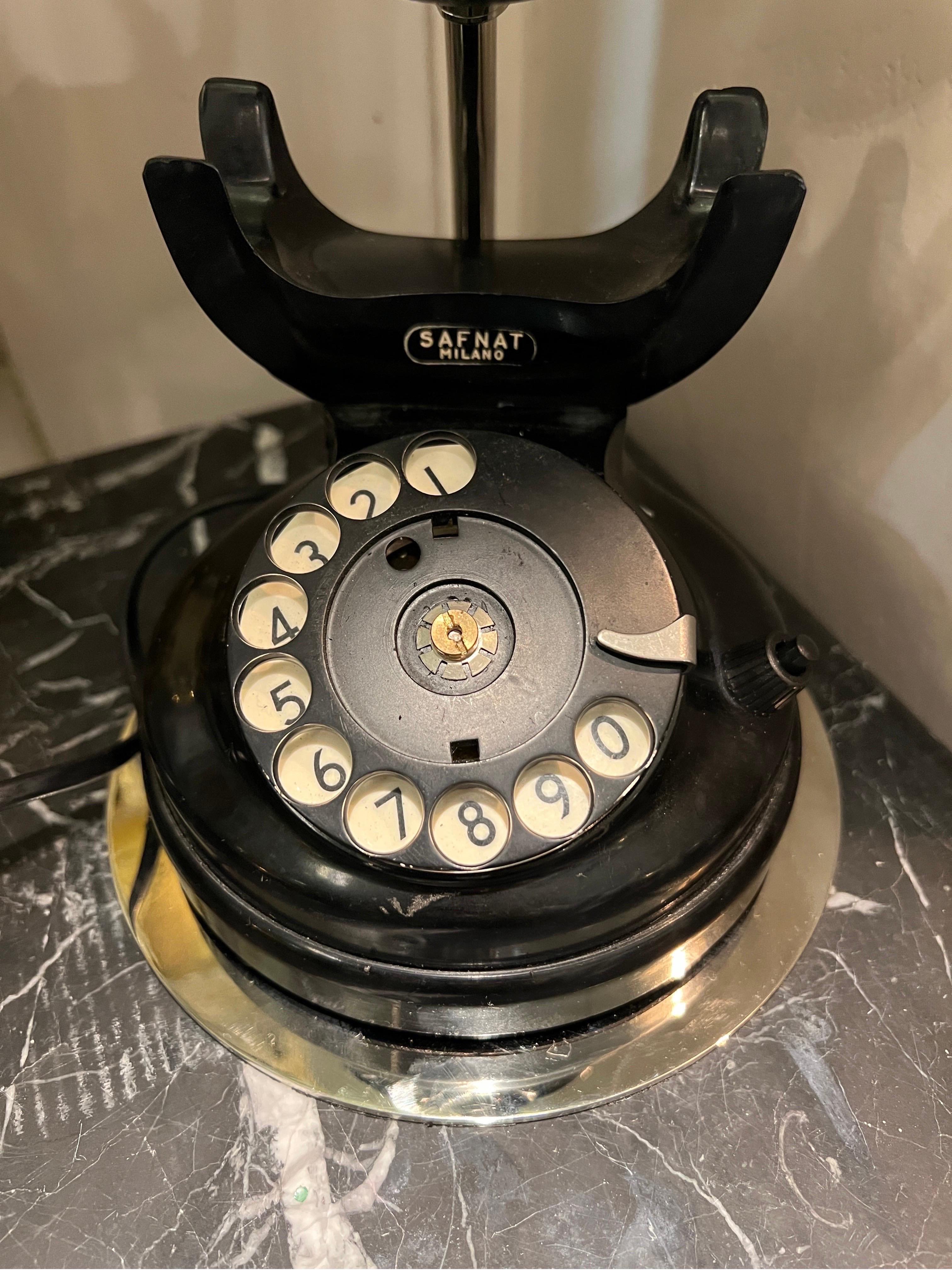 Mid-Century Black Bakelite Telephone Table Lamp, 1950 For Sale 1